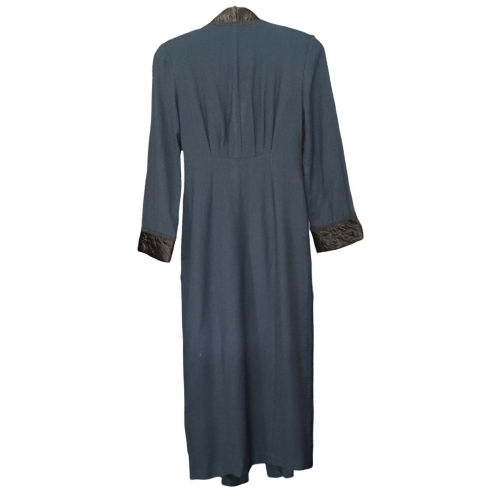 Other Beau David Navy Wool Blend Evening Robe With Side Slit Size M / US 6-8 / IT 42-44 - 4 Thumbnail