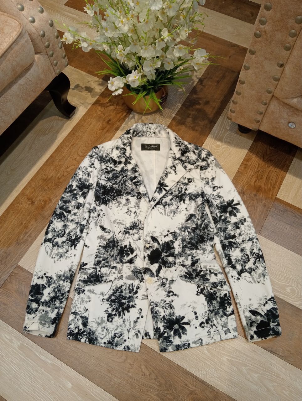 Tornado Mart TORNADO MART JAPAN FLORAL BLACK & WHITE BLAZER JACKET Size US L / EU 52-54 / 3 - 2 Thumbnail