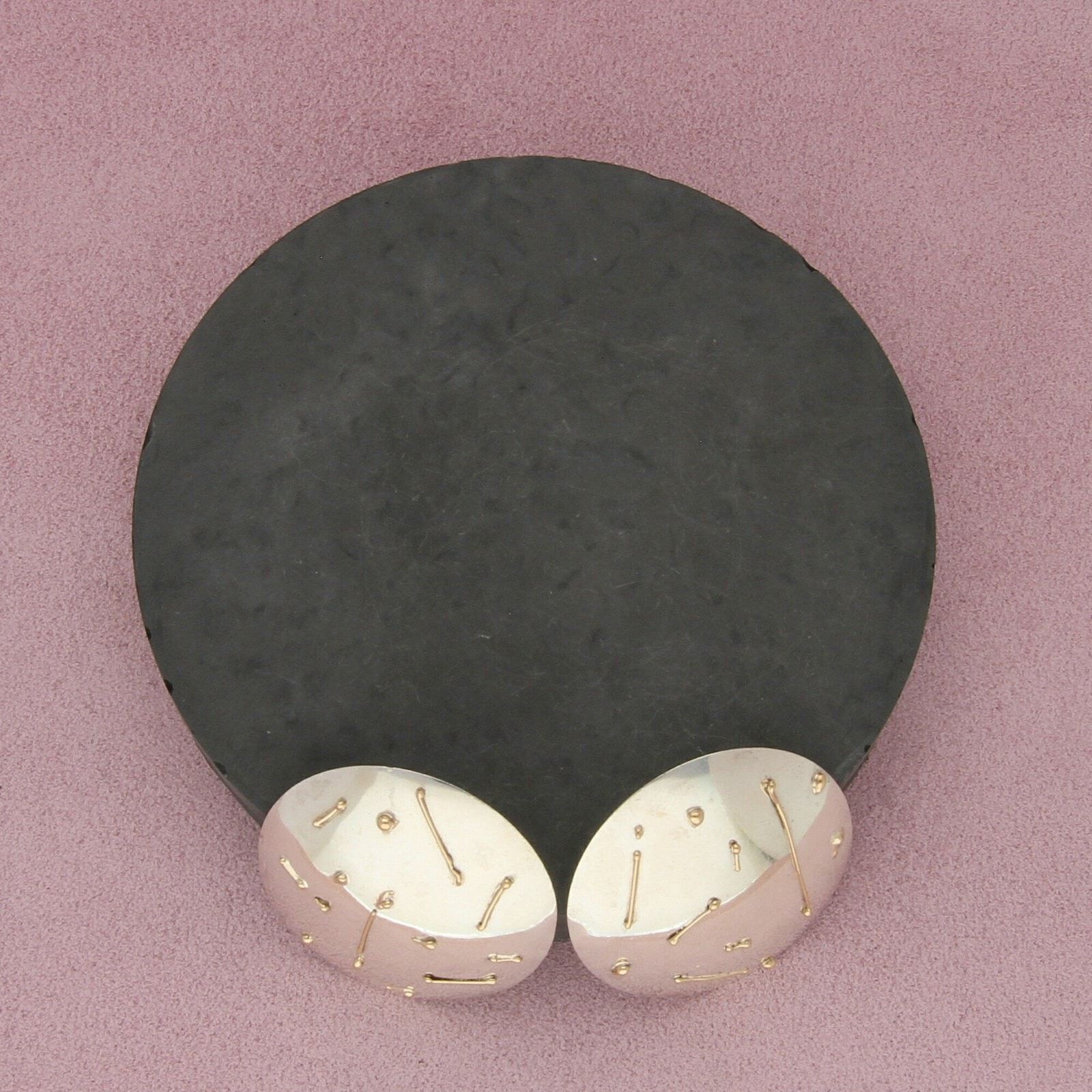 Sterling Silver sterling silver & 14k gold artisan crafted disc earrings Size ONE SIZE - 3 Thumbnail
