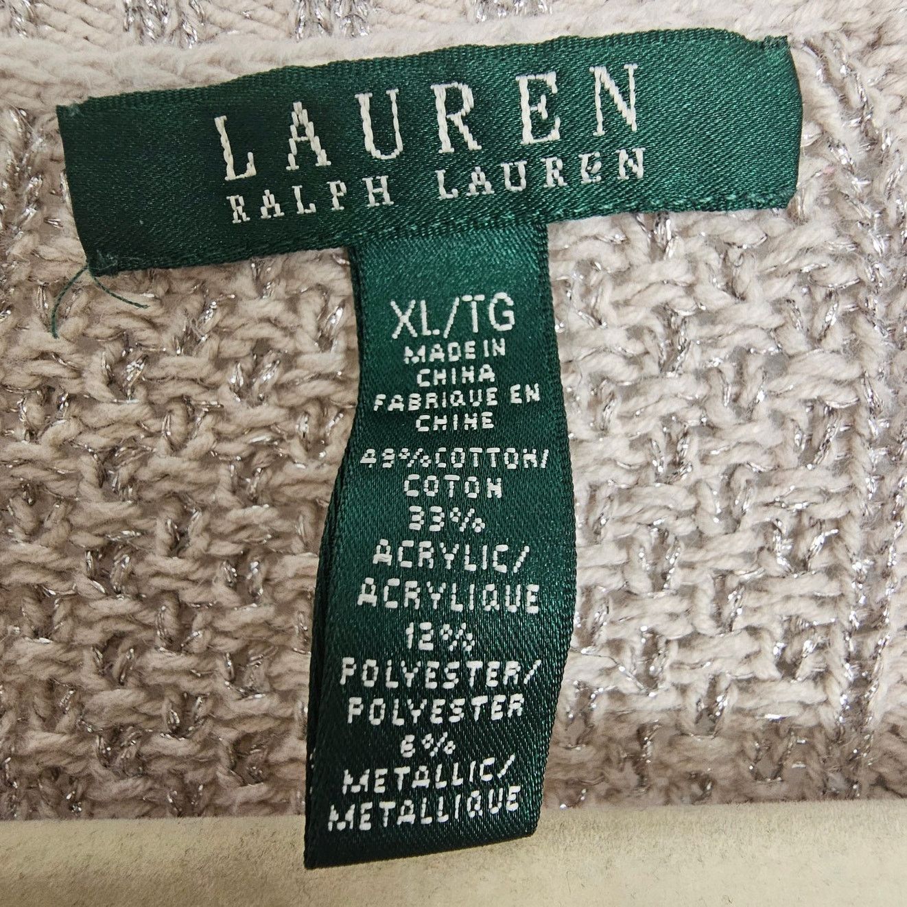 Lauren Ralph Lauren Lauren Ralph Lauren Cable Knit Metallic Cardigan Sweater XL Size XL / US 12-14 / IT 48-50 - 6 Thumbnail