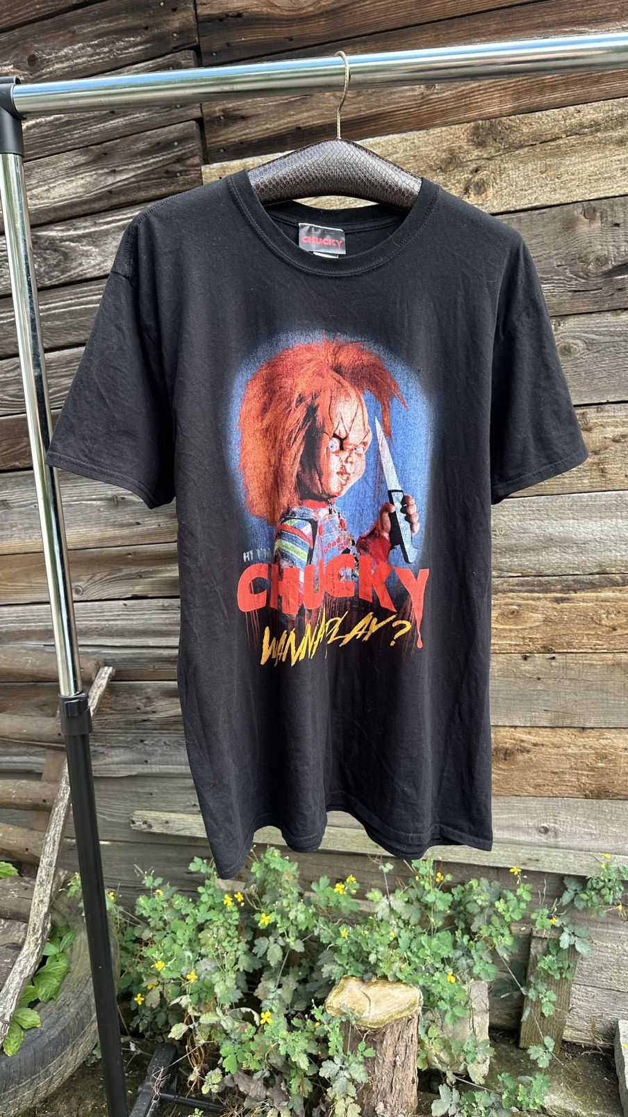 Band Tees VINTAGE Y2K CHUCKY WANNA PLAY? MOVIE HORROR BONES Size US XL / EU 56 / 4 - 2 Thumbnail
