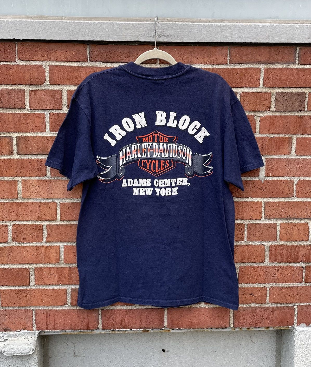 Harley Davidson 90s Harley Davidson Iron Block HD Adams Center NY T Shirt Size US L / EU 52-54 / 3 - 5 Thumbnail