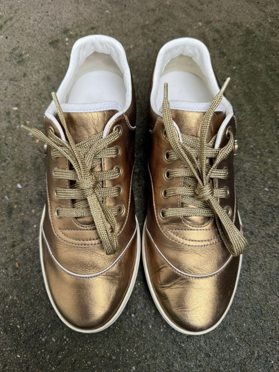 Gucci ✨Gucci✨ (212475) Bronz Metallic Soft Leather Sneakers EU-38 Size US 8 / IT 38 - 2 Thumbnail