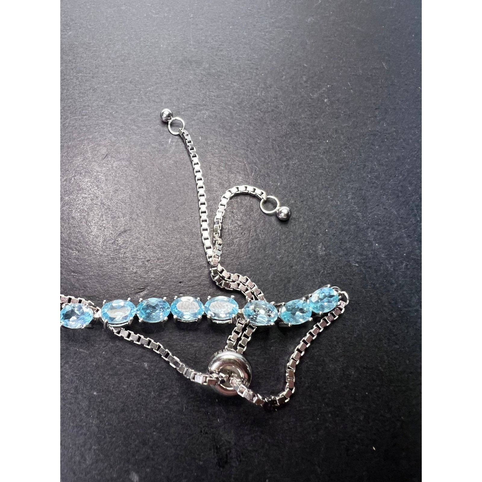 Other Blue Apatite Rhodium Over Sterling Silver Bolo Bracelet Size ONE SIZE - 9 Thumbnail