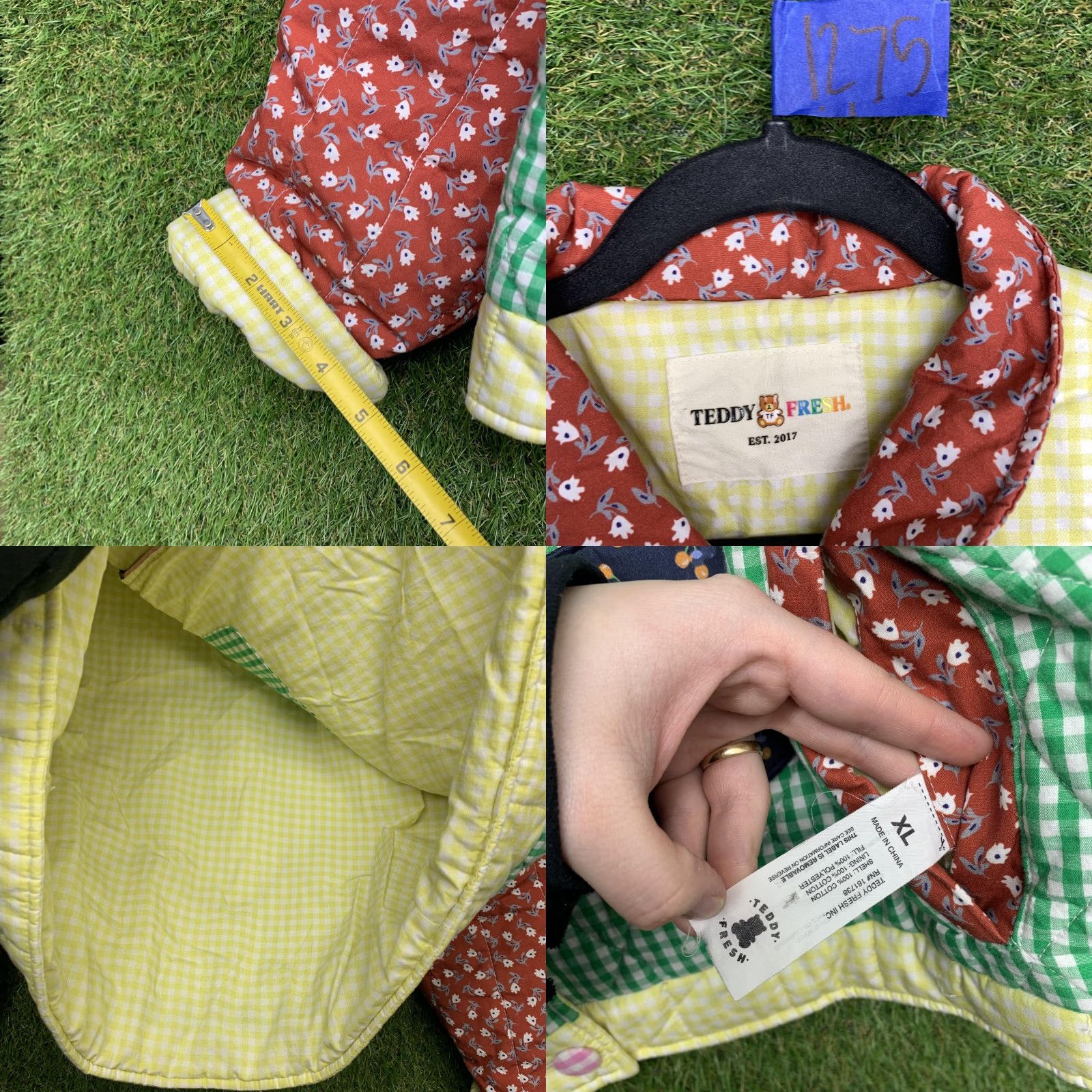 Teddy Fresh Teddy Fresh Jacket Womens XL Multicolor Quilted Teddy Bear Patchwork Gingham Size XL / US 12-14 / IT 48-50 - 8 Thumbnail