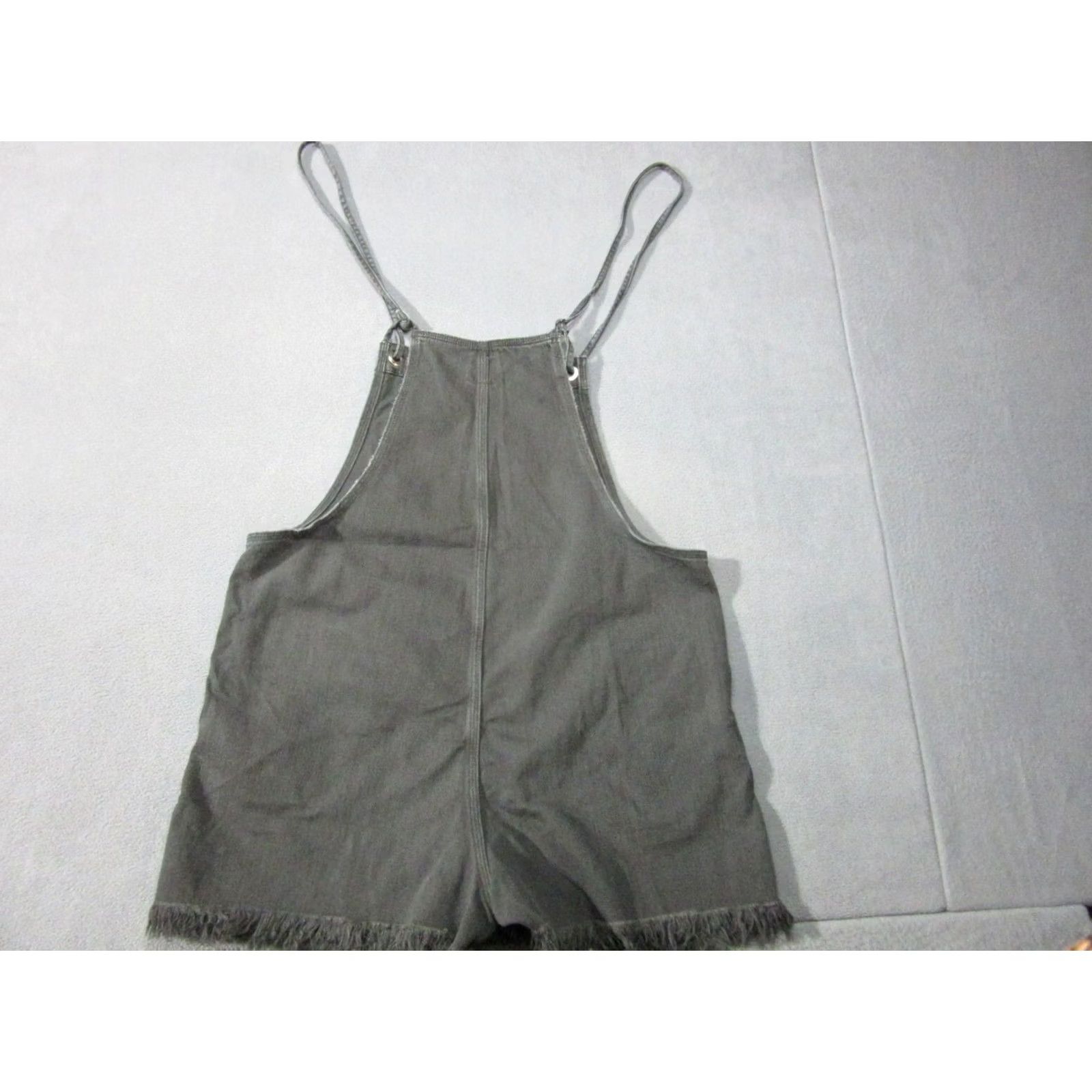 Vintage Aerie Shortalls Womens L Gray Denim Stretch Adjustable Pockets Raw Hem Romper Shirtless? Size 36" / US 14 / IT 50 - 6 Thumbnail