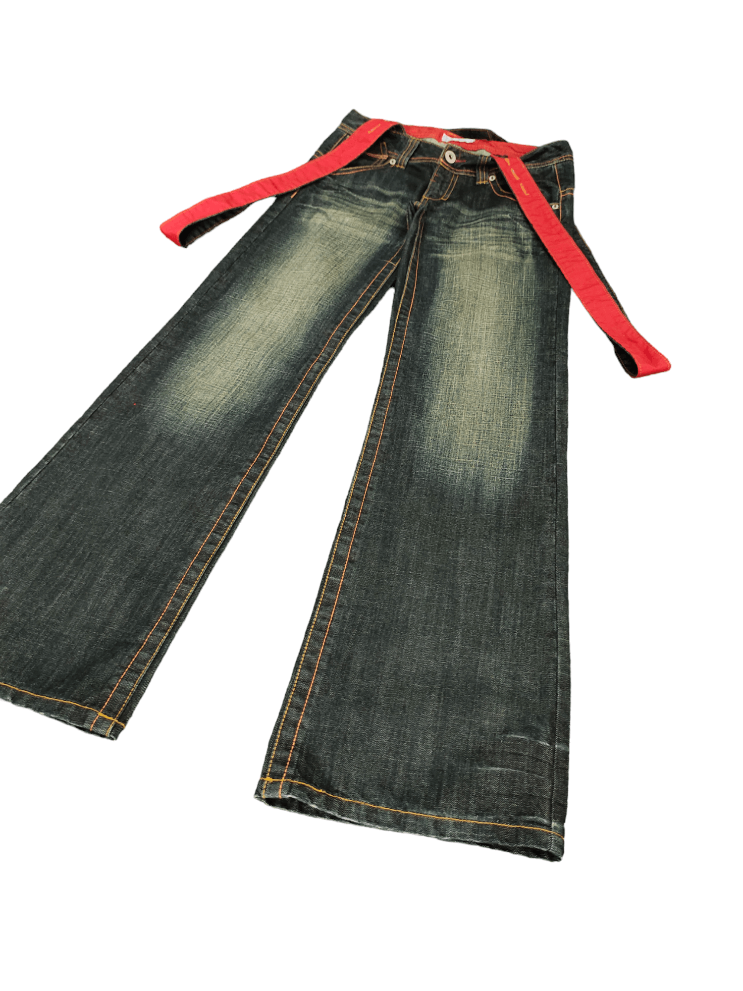 Japanese Brand Flare Jeans Avice Suspender Bondage Faded Boot Cut Goa Style Size US 29 - 2 Thumbnail