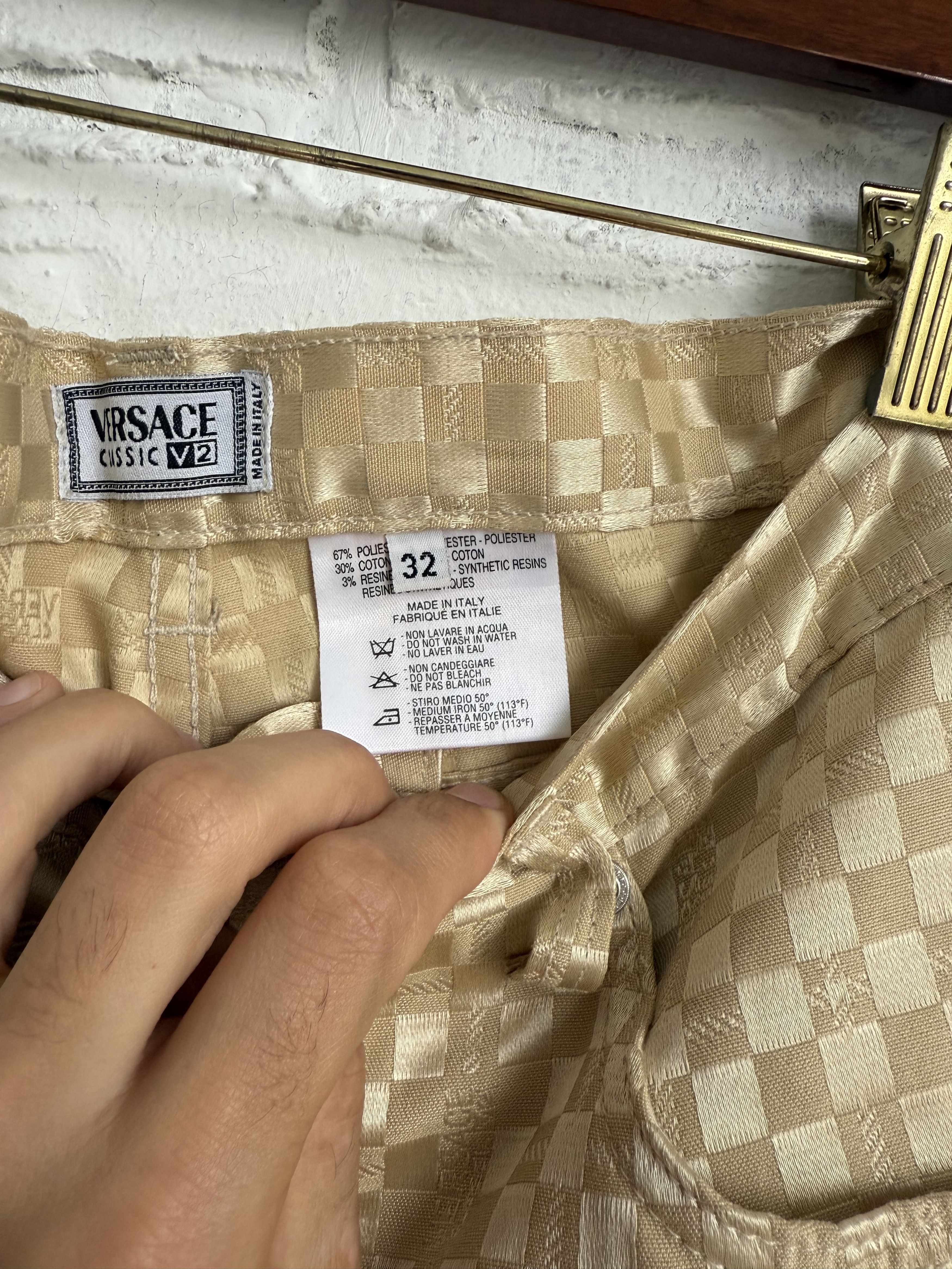Versace Vintage Versace V2 Satin Checkerboard gold Pants Size US 32 / EU 48 - 3 Thumbnail