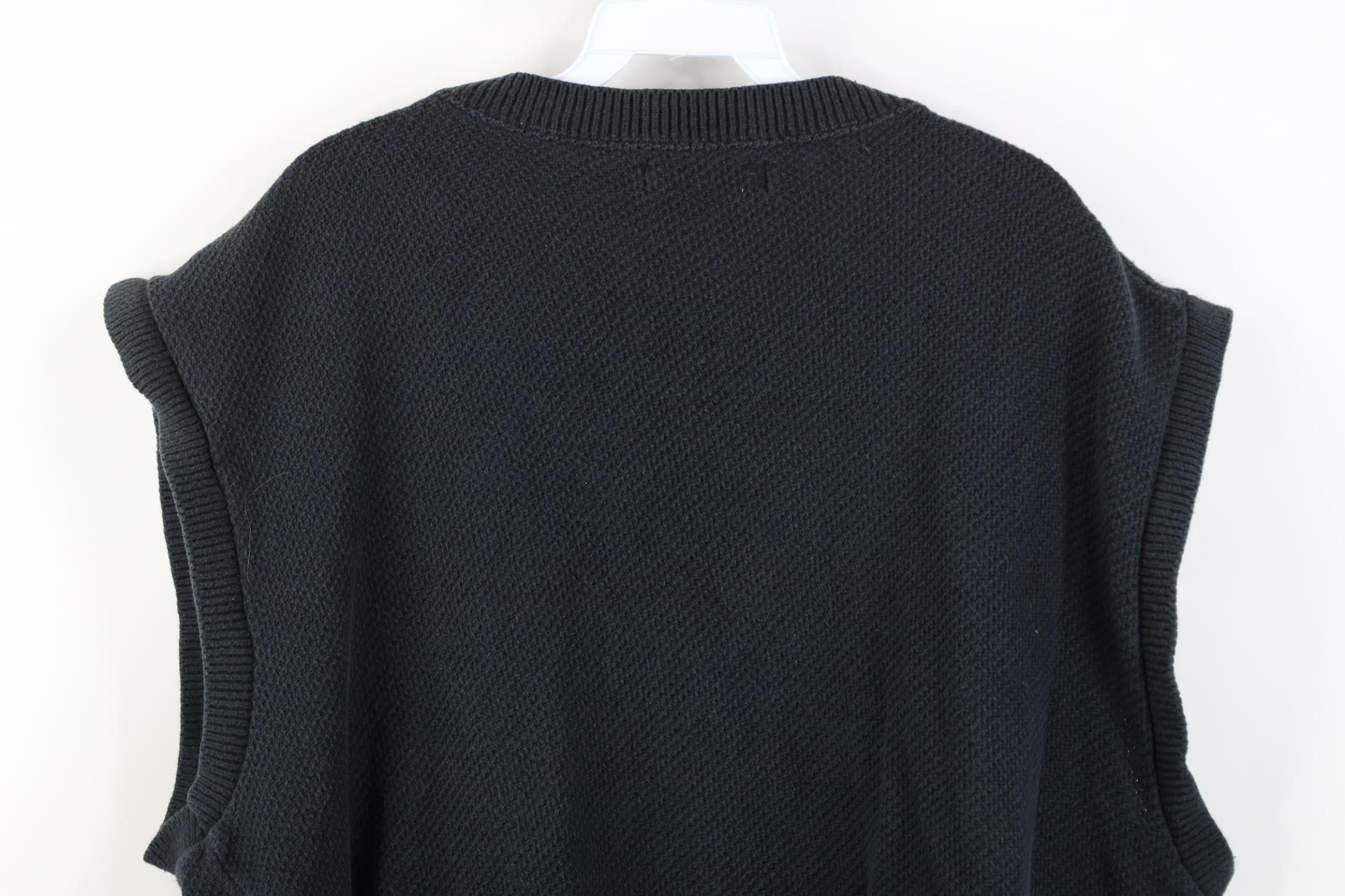 Vintage Vintage 90s Golf Course Thermal Knit Sweater Vest Black USA Size US XL / EU 56 / 4 - 10 Thumbnail