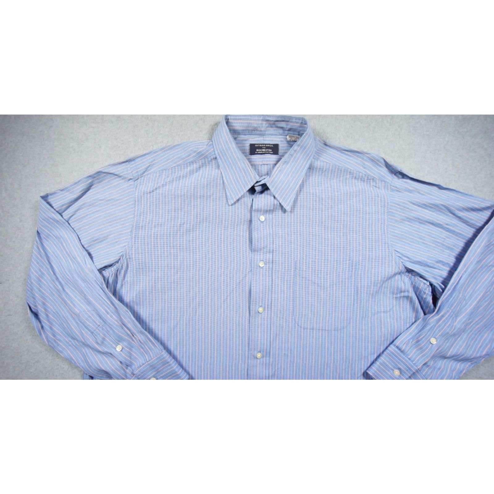 Vintage Gitman Bros Shirt Mens 17.5-34 Blue Button Down Striped Collared Adult Size US S / EU 44-46 / 1 - 2 Thumbnail