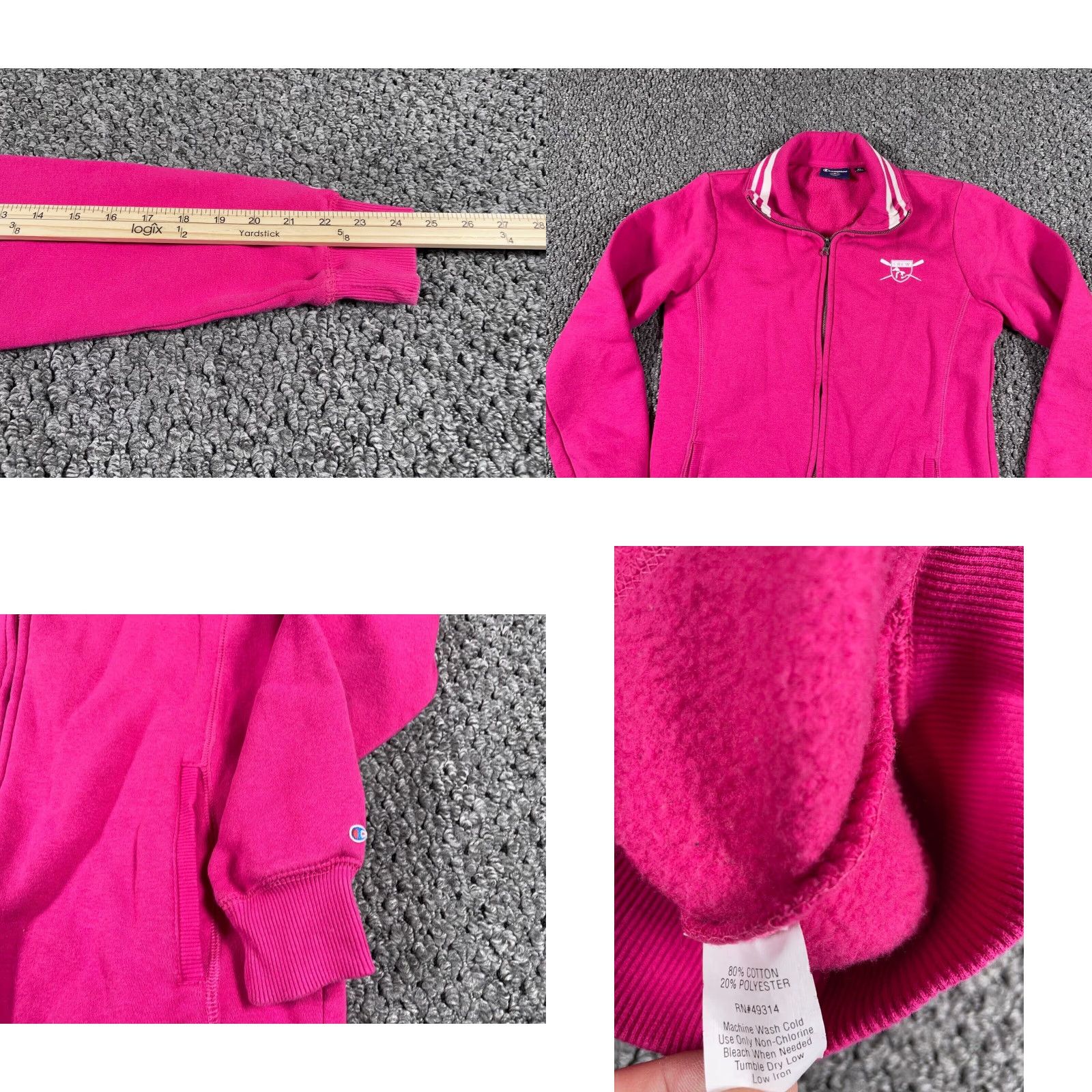 Champion Champion Sweatshirt Crew Crest Zip Pink XL Women's Regular Hallmark: Retro, Hipster - Full Zip, Lightweight, Activewear, Casual Size XL / US 12-14 / IT 48-50 - 8 Thumbnail