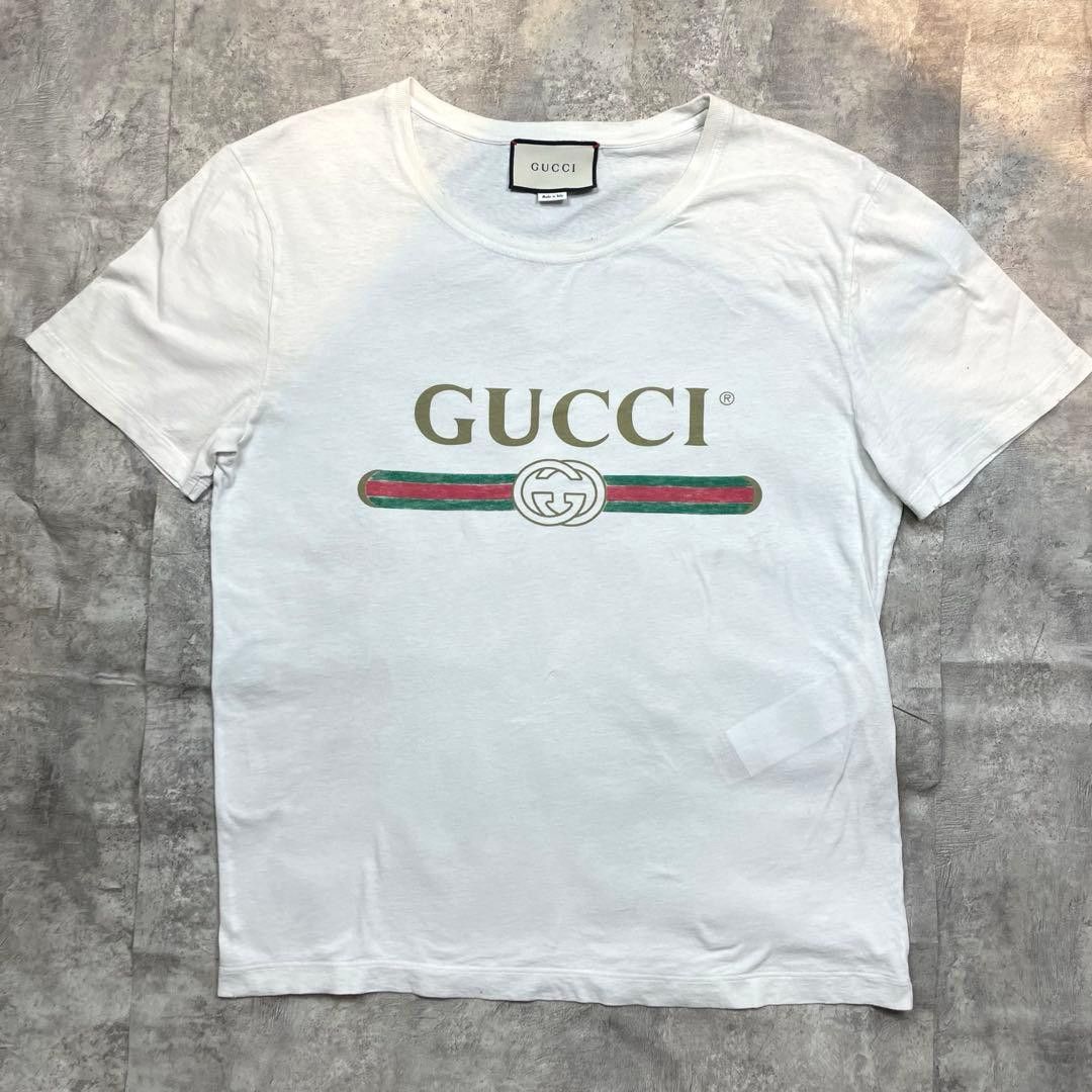 Gucci Gucci Logo Print T-Shirt White Size US M / EU 48-50 / 2 - 1 Thumbnail