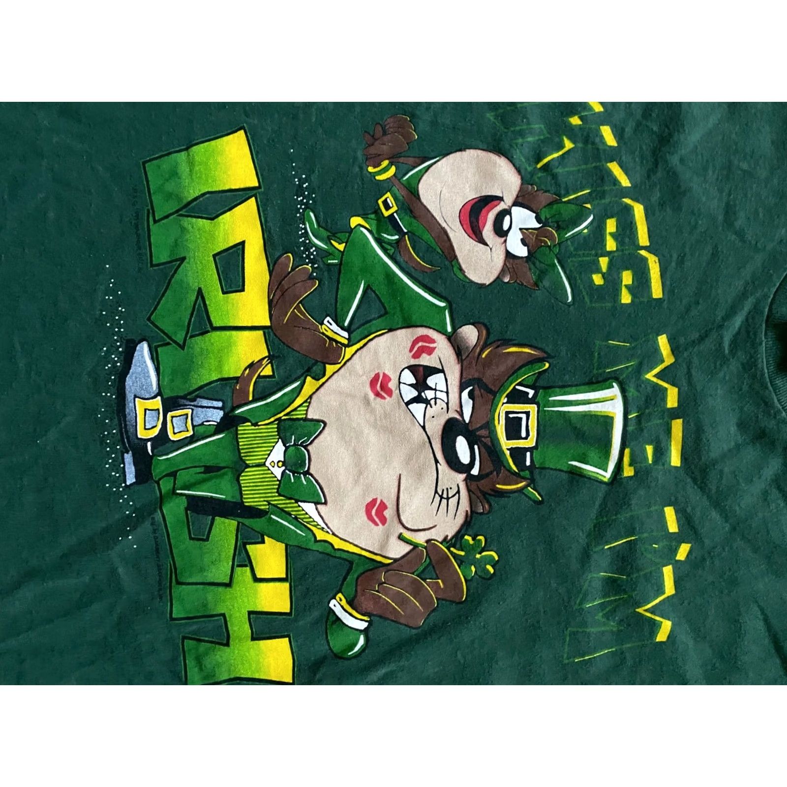 Delta VINTAGE TAZ Kiss Me Im Irish T Shirt Mens L Delta Warner Looney Tunes Green 1990s USA USA Theme Varsity Logo Shirt Size US L / EU 52-54 / 3 - 3 Thumbnail