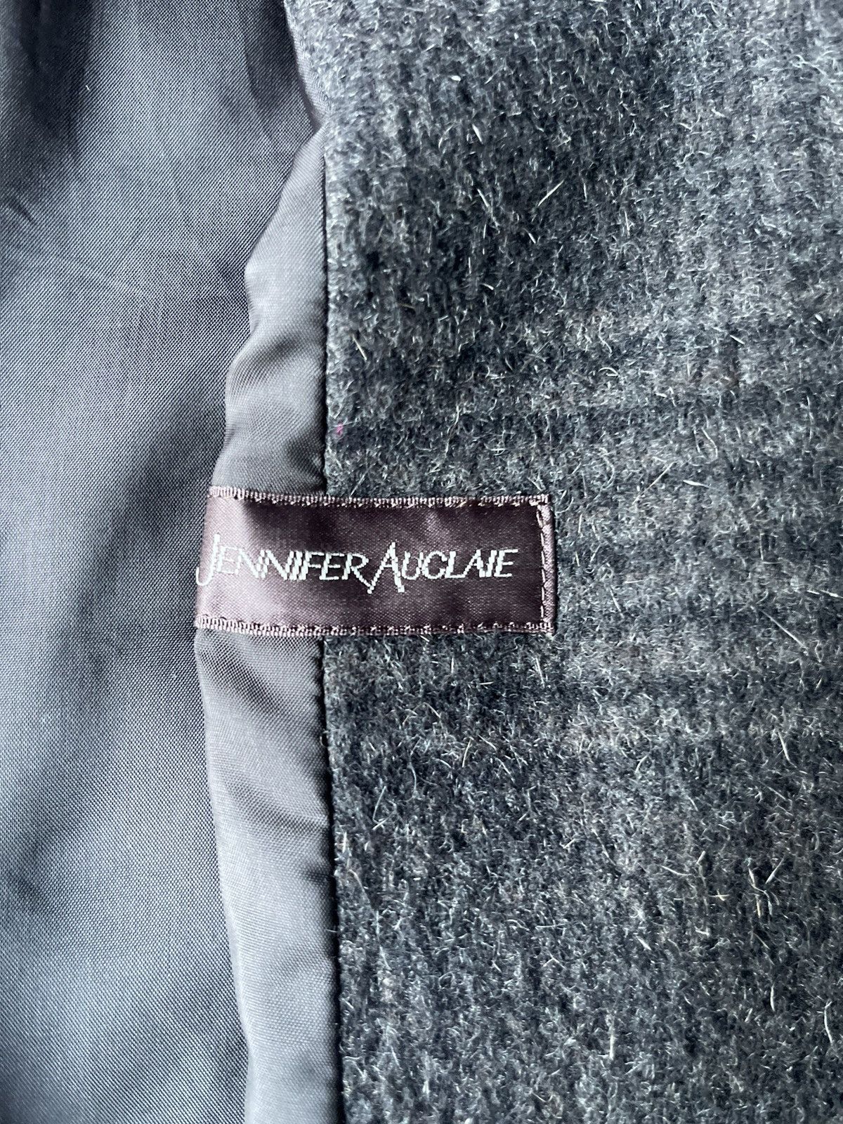 Japanese Brand Jennifer Auclaire Dark Grey Plaid Wool Coat Cropped Sleeves Size US M / EU 48-50 / 2 - 4 Thumbnail