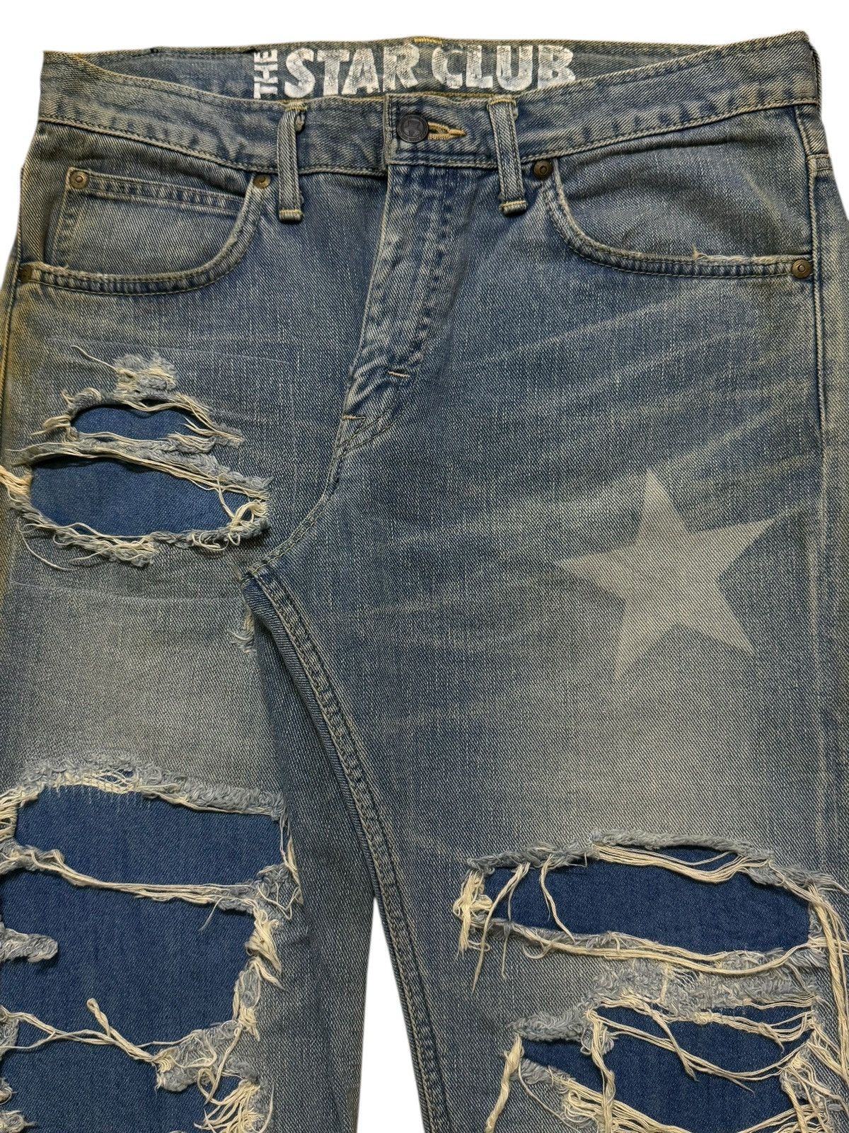 Lee Vintage 90s Lee Star Club Heavy Distressed Grunge Skull Logo Size US 31 - 3 Thumbnail