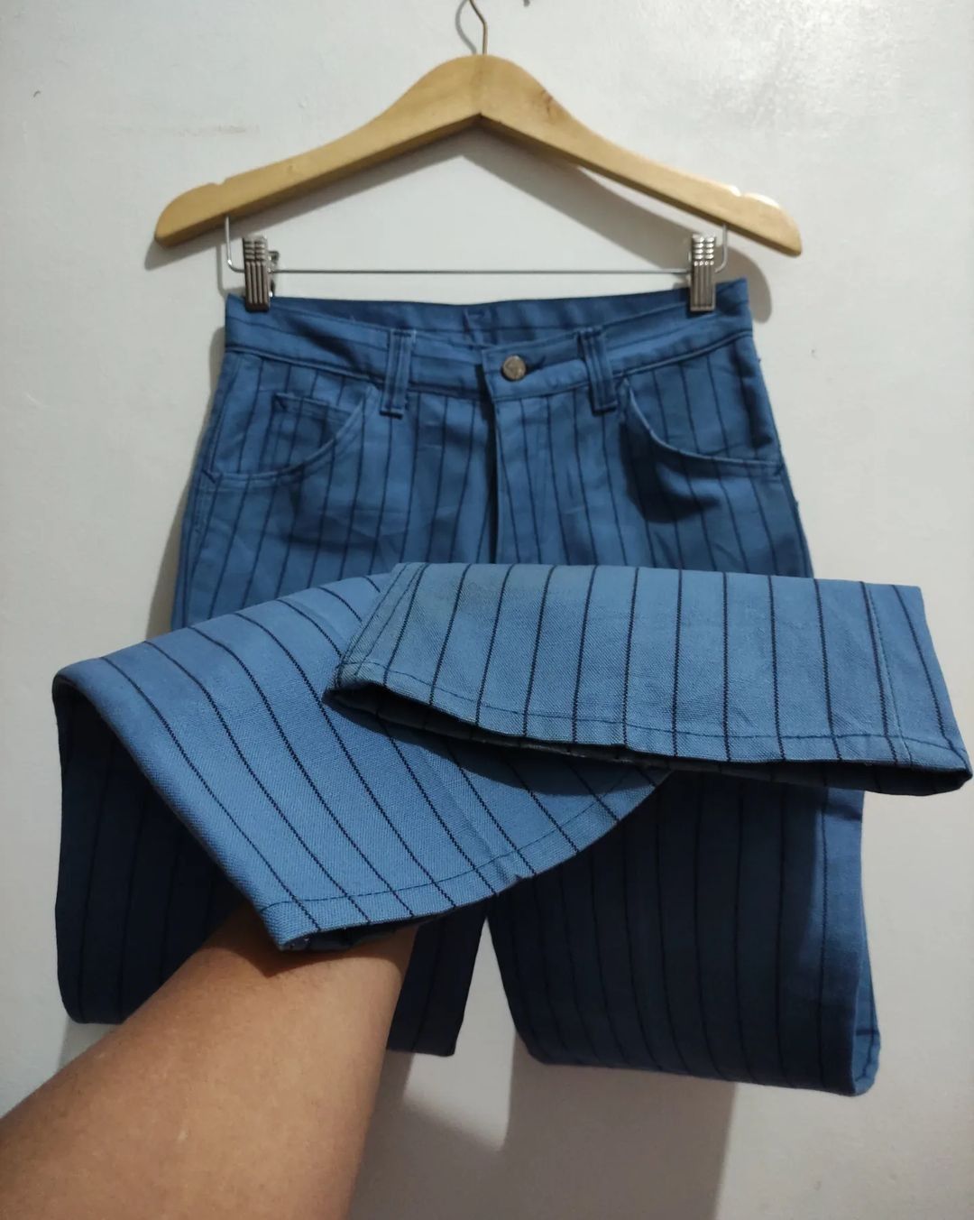 Lee Vintage 1960s Lee Striped Bell Bottom Flared Jeans Size US 29 - 6 Thumbnail