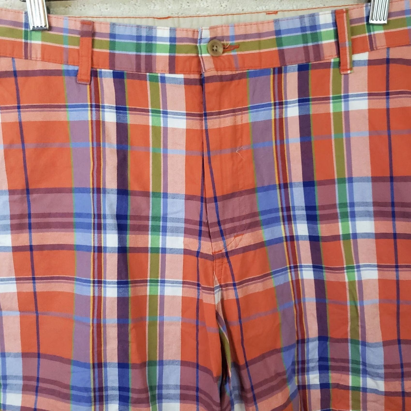 Bills Khakis Bills Khakis Men's Shorts Orange Multicolor Plaid 37x10 Flat Front Casual Size US 37 - 3 Thumbnail