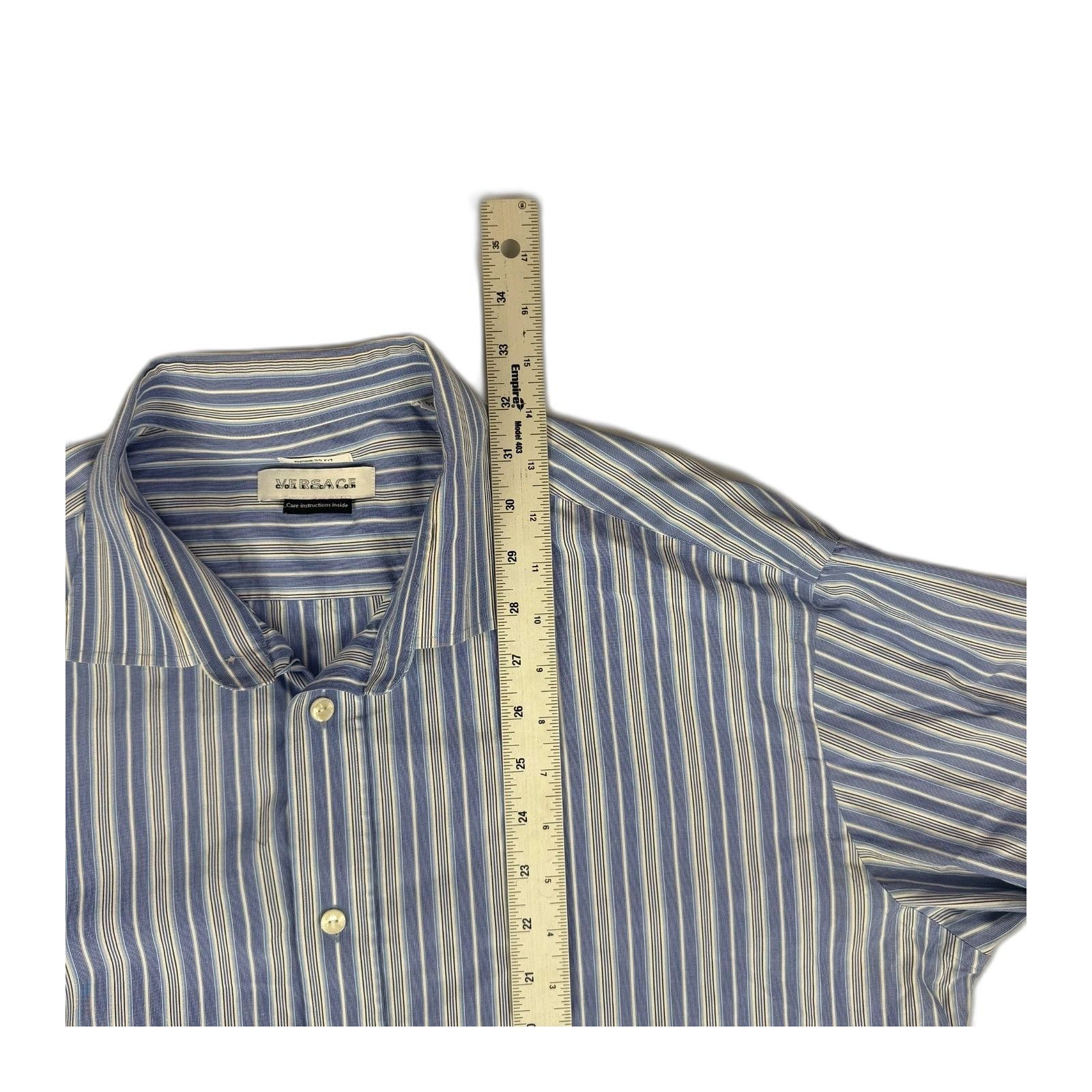 Versace Versace Collection Business Fit Dress Shirt Mens 17 43 Blue Size 34S - 2 Thumbnail