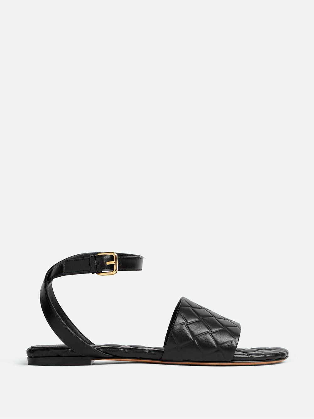 image of Bottega Veneta Amy Ankle Strap Flat Sandal in Black, Women's (Size 6)