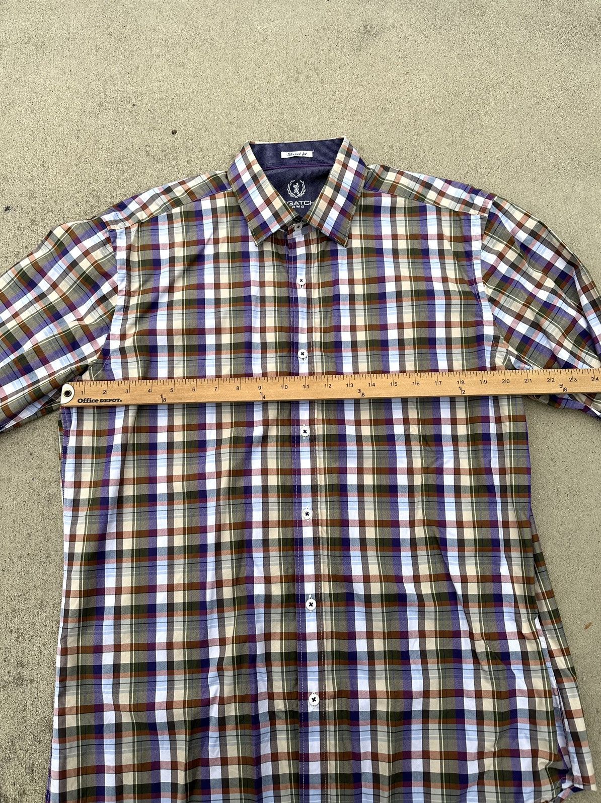 BUGATCHI Bugatchi Shirt Men Size Large Shaped Fit Plaid Flip cuff Size US L / EU 52-54 / 3 - 7 Thumbnail