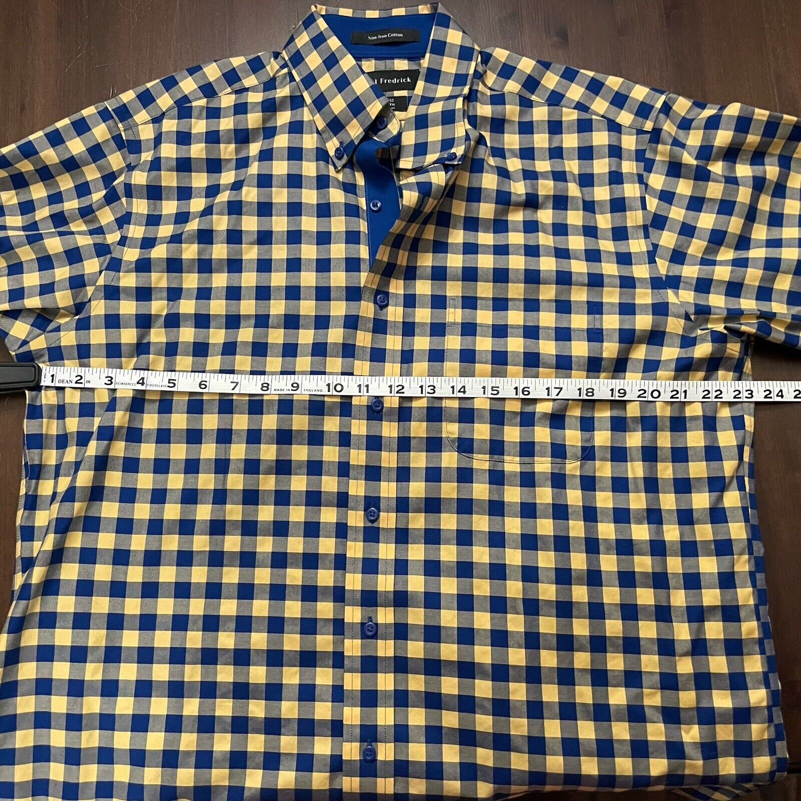 Paul Fredrick Paul Fredrick Blue Yellow Gingham Dress Shirt 16.5 x 32 Size US XS / EU 42 / 0 - 7 Thumbnail