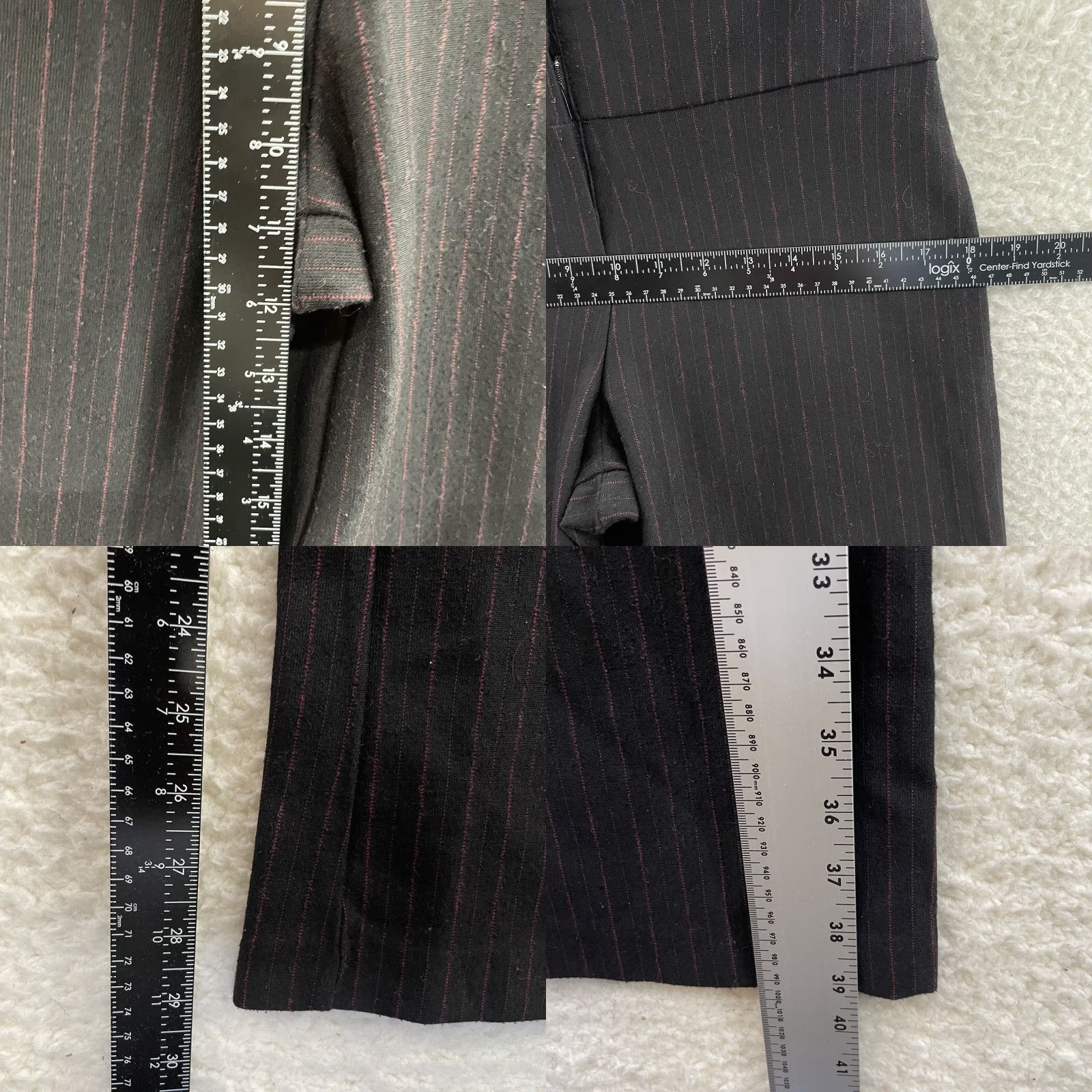 Vintage VINTAGE Y2K Trousers Pants 12 30 Black Pinstripe Wide Flare Leg Corpcore Office Size 34" / US 12 / IT 48 - 8 Thumbnail