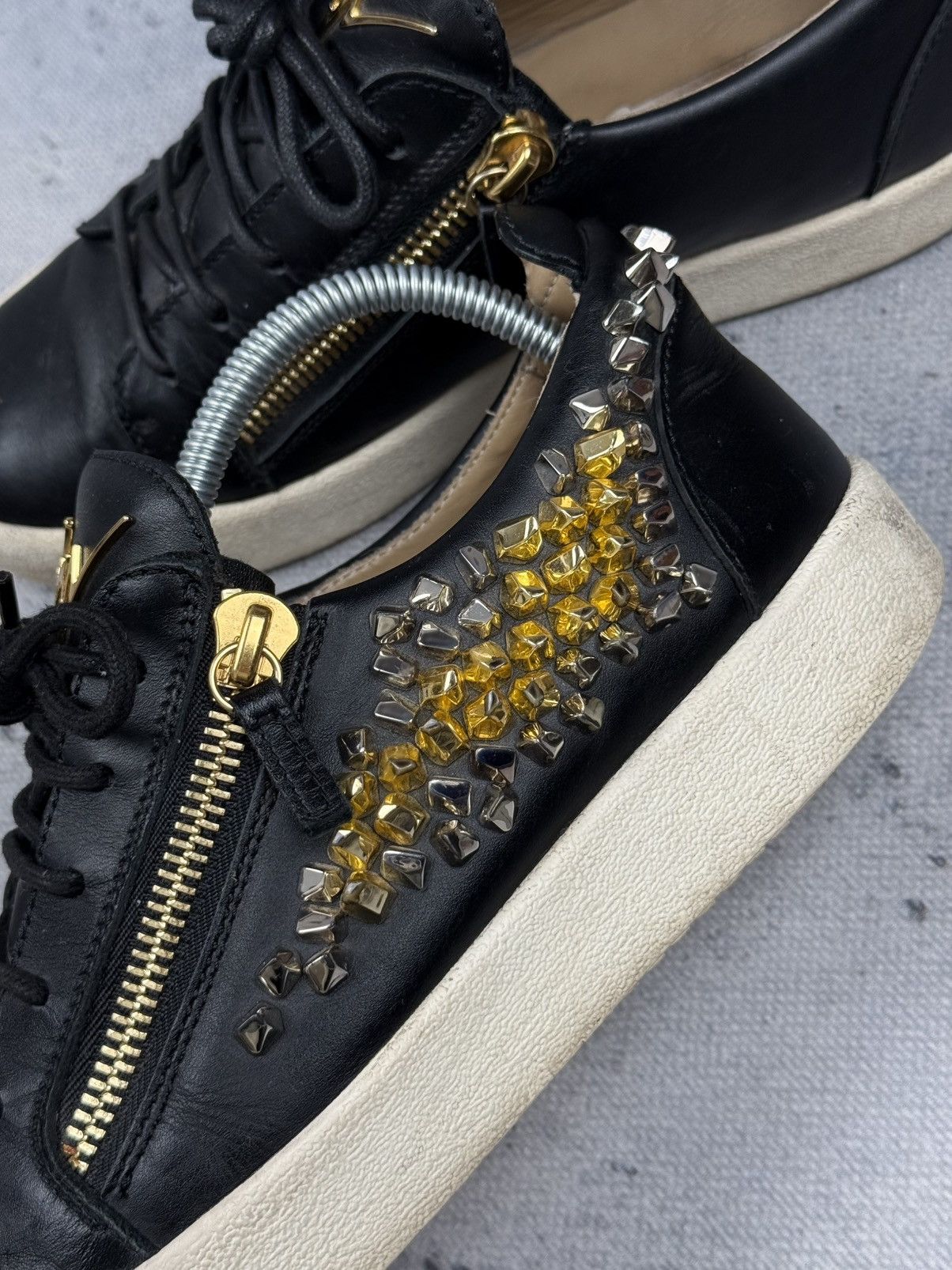 Giuseppe Zanotti Giuseppe Zanotti Frankie Shel Black Leather Studded Sneakers Size US 8 / EU 41 - 18 Thumbnail