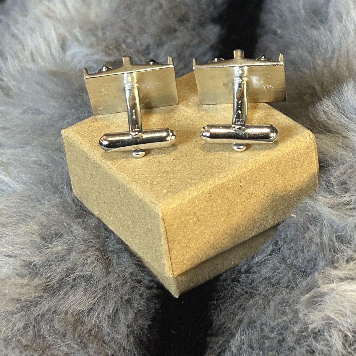 Vintage Vintage gentlemen’s smoky gray glass stone tilt cuff links Size ONE SIZE - 4 Thumbnail