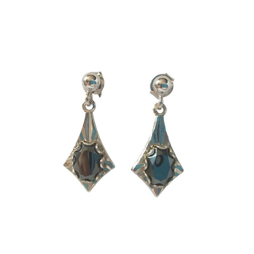 The Unbranded Brand Faceted Hematite Dangle Earrings Sterling Silver 925 VM Size ONE SIZE - 2 Thumbnail