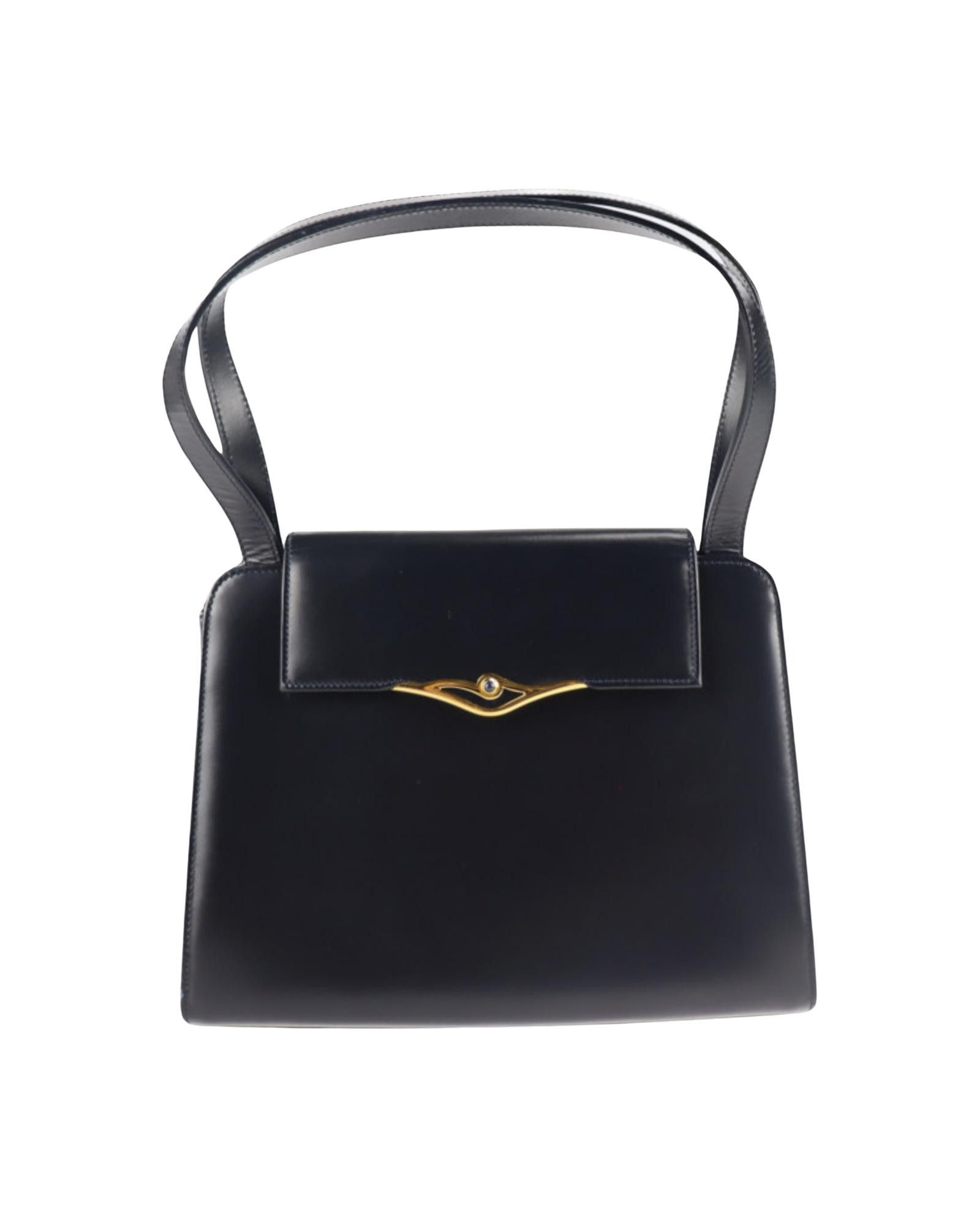 image of Sapphire Line Black Leather Handbag By Cartier, Women's