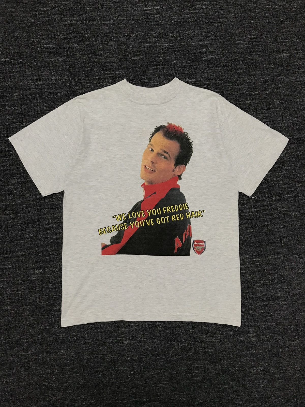 image of Archival Clothing x Vintage Freddie Ljungberg Arsenal Legend Player T Shirt in Grey (Size Medium)