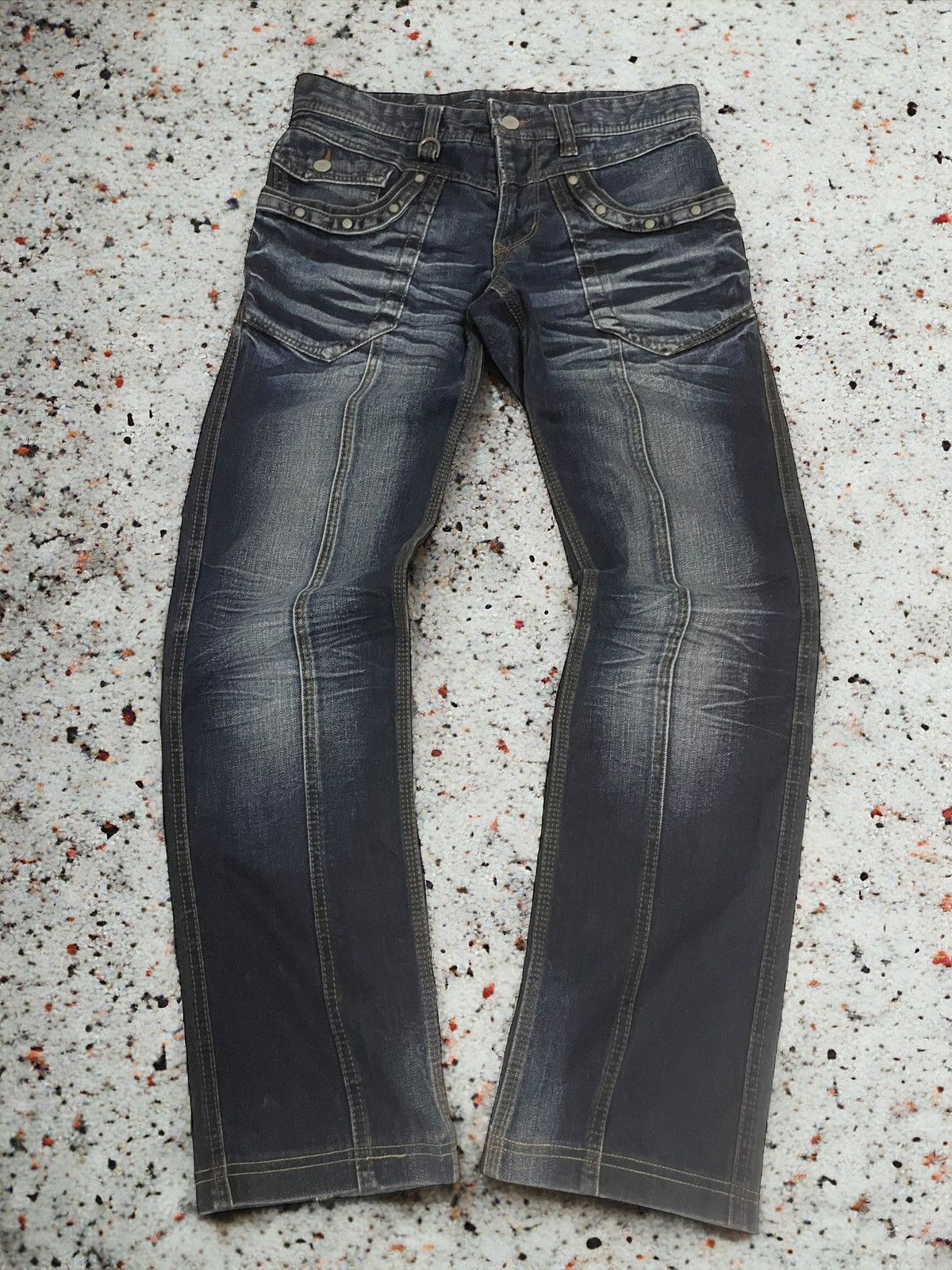 Hysteric Glamour × Nicole Club Nicole Club Ezyme Laser Wash Claw Mark Studded Jeans Size US 30 / EU 46 - 1 Thumbnail