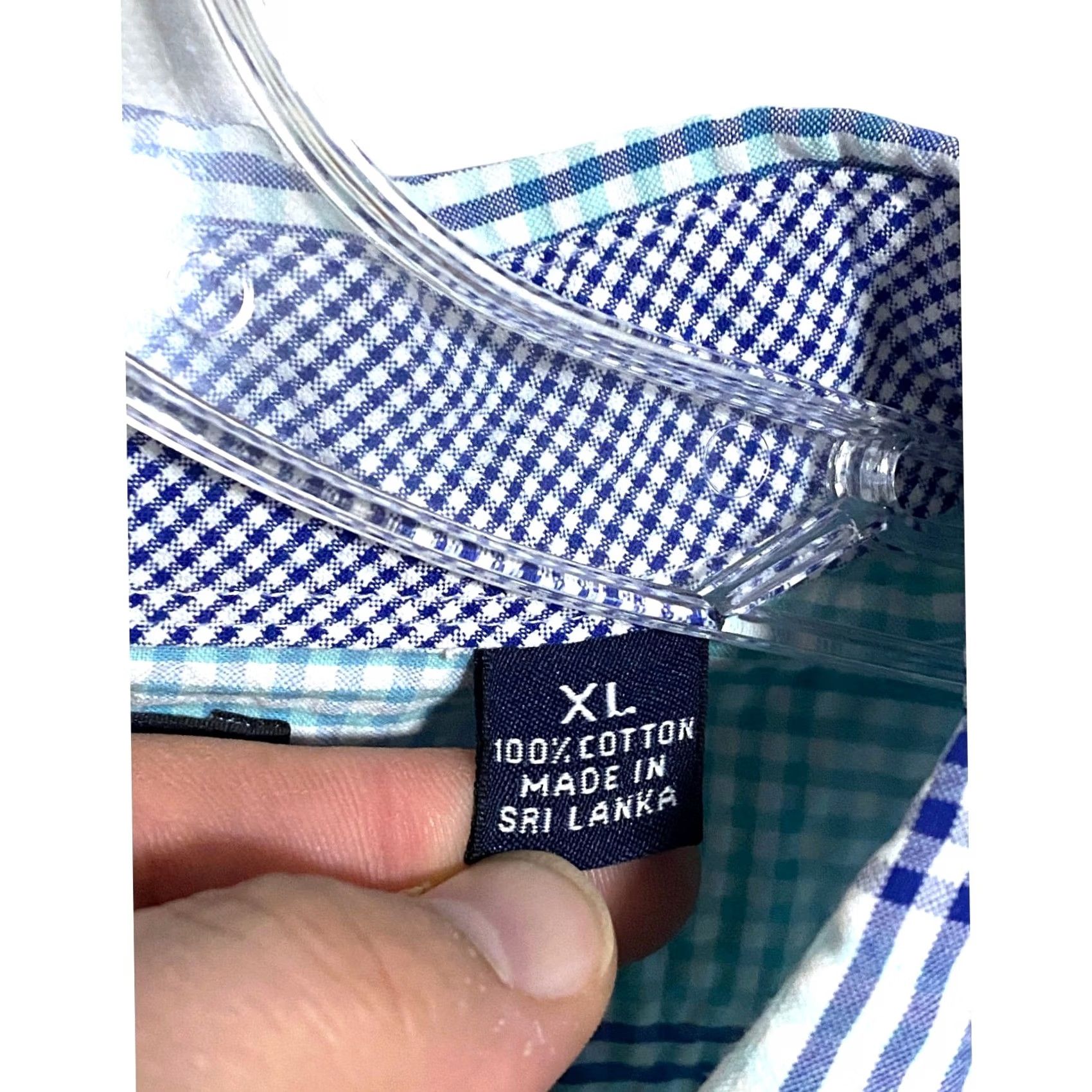 Roundtree & Yorke Roundtree & Yorke Blue Seer Sucker Plaid Button Shirt Men XL Preppy Coastal Work Size US XL / EU 56 / 4 - 6 Thumbnail