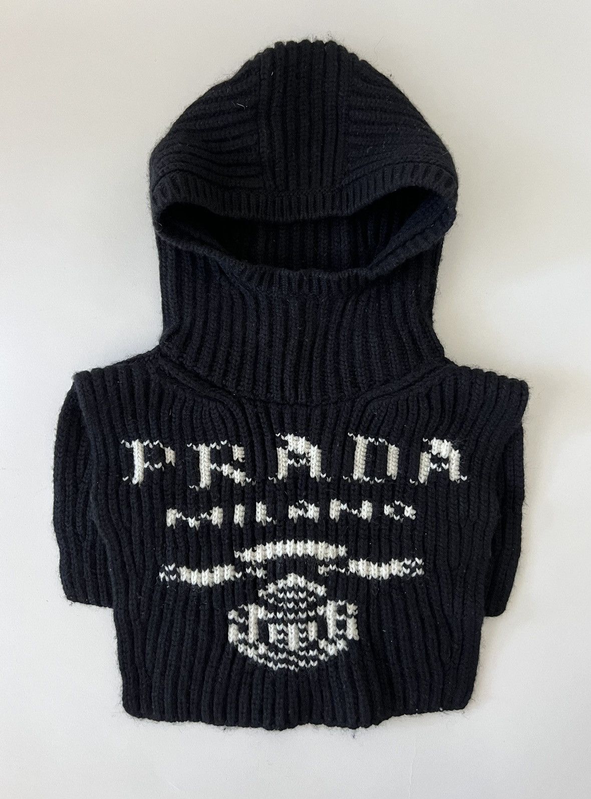 Prada Prada Logo Intarsia Knit Balaclava Size ONE SIZE - 2 Thumbnail