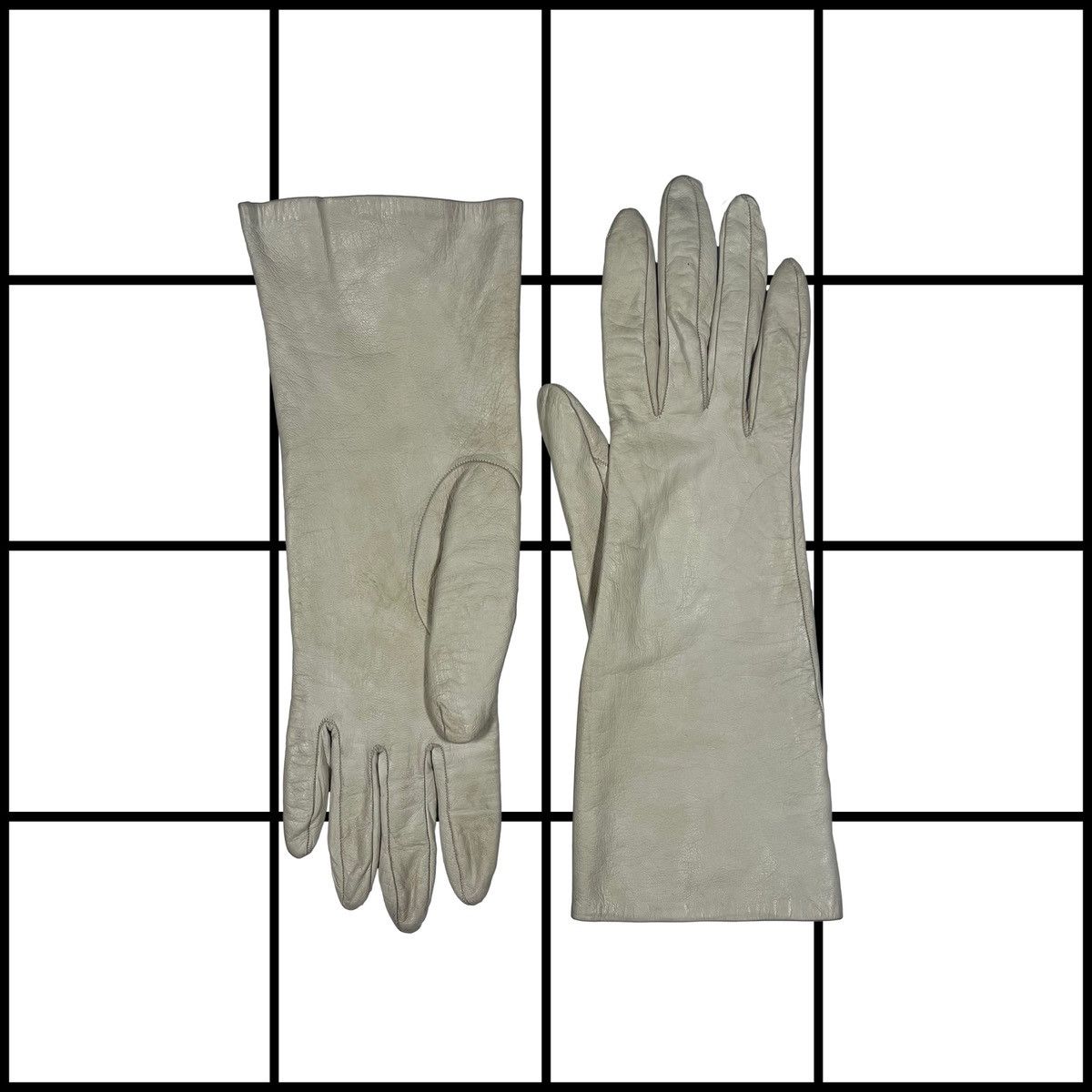 Hermes |[ 2000’s Hermès Lambskin White Leather Gloves ]| Size ONE SIZE - 1 Thumbnail