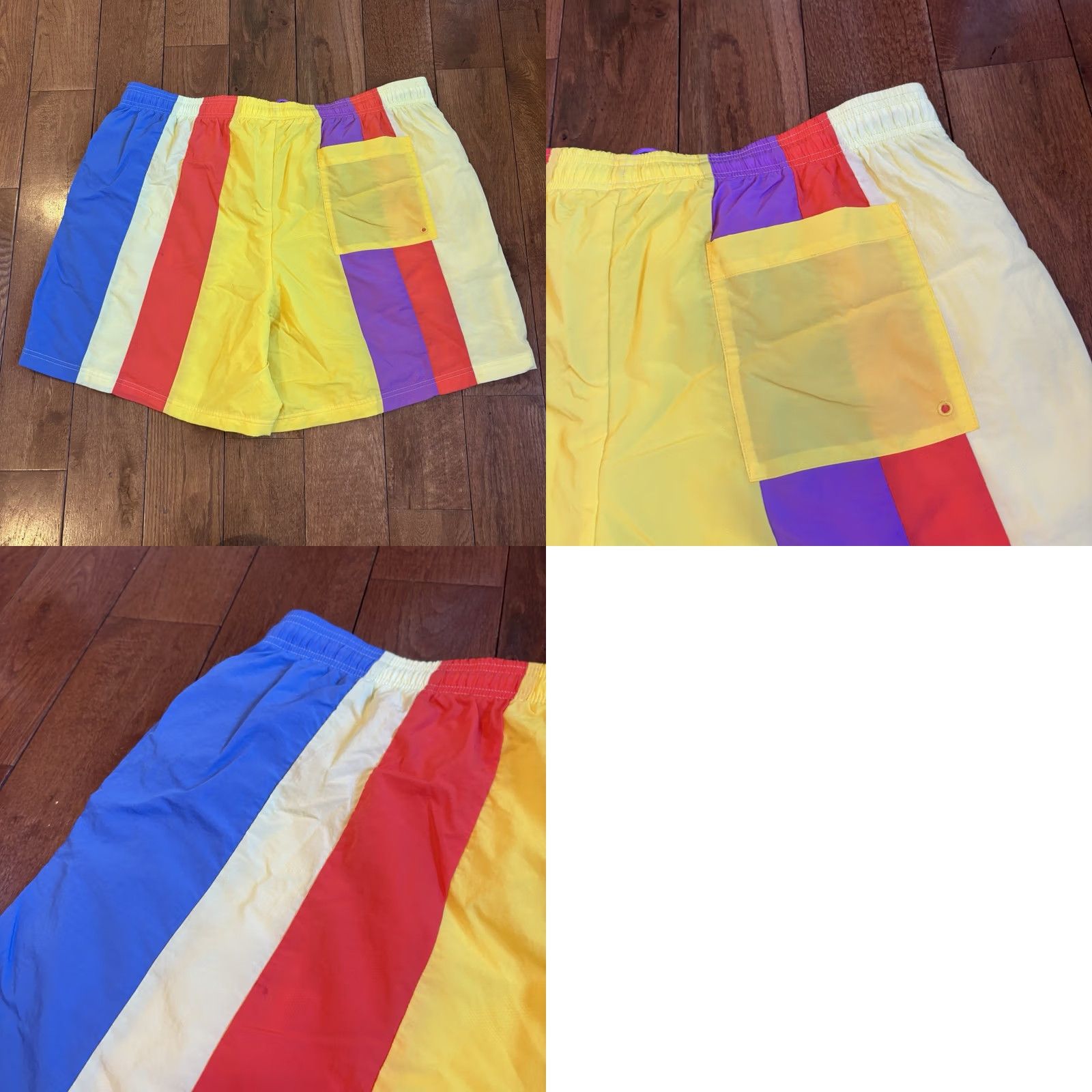 Champion Champion Nylon Warm Up Shorts Yellow Red Multicolor 6” Vertical Stripe 2XL Mens Size US 39 - 8 Thumbnail