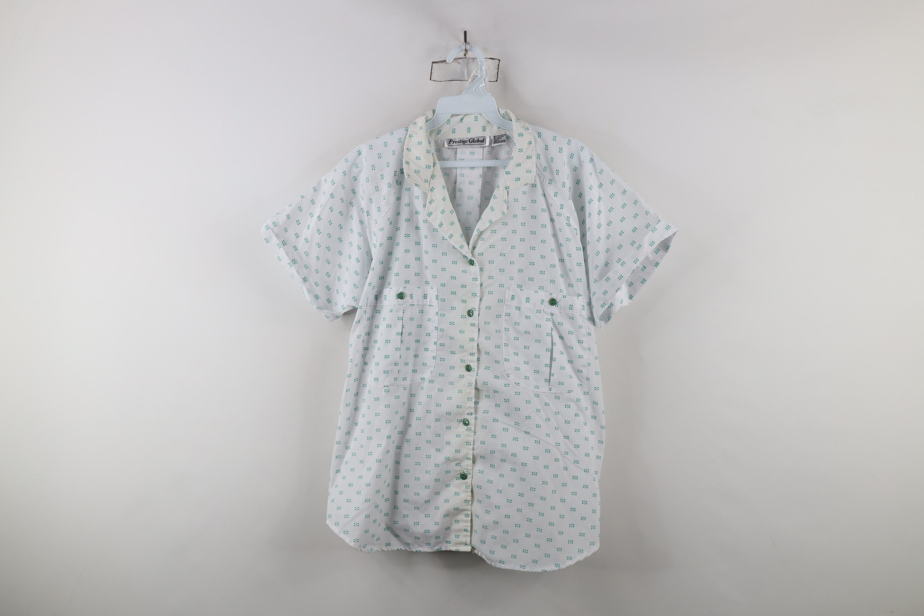 Vintage Vintage 80s 90s Streetwear Cuffed Geometric Button Shirt Size L / US 10 / IT 46 - 1 Thumbnail