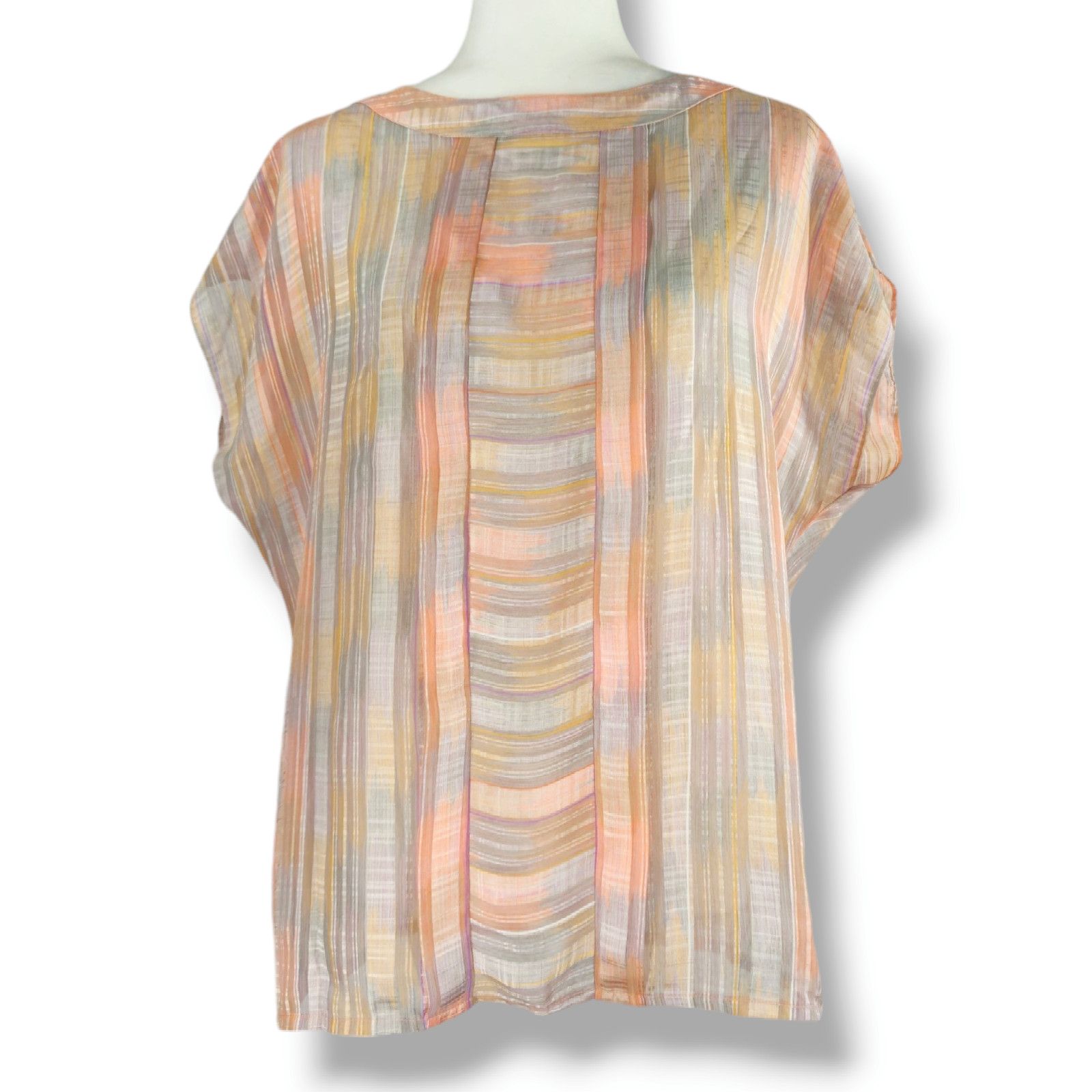 Other EUC VTG Malbe 70s Sheer Dolman Sleeve Blouse Sz. 14 Pastel Size XL / US 12-14 / IT 48-50 - 2 Thumbnail