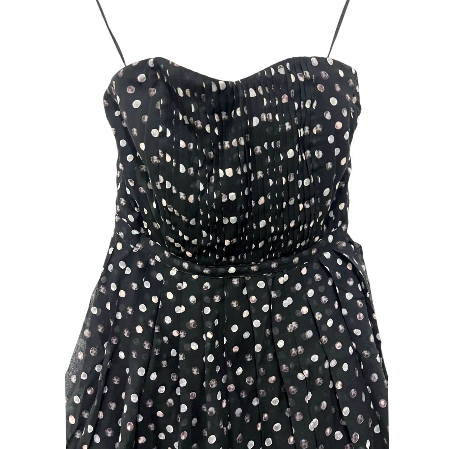 Vintage Broadway & Broome Silk Dress Strapless Black White Polka Dots Mini Women’s Sz 2 L Sleeveless Dress 100% Silk Party Cocktail Formal Womens Size L / US 10 / IT 46 - 2 Thumbnail