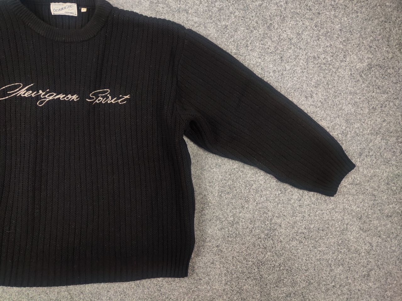 Chevignon Vintage 90's Chevignon Wool Blend Black Knit cropped Sweater Size US L / EU 52-54 / 3 - 4 Thumbnail