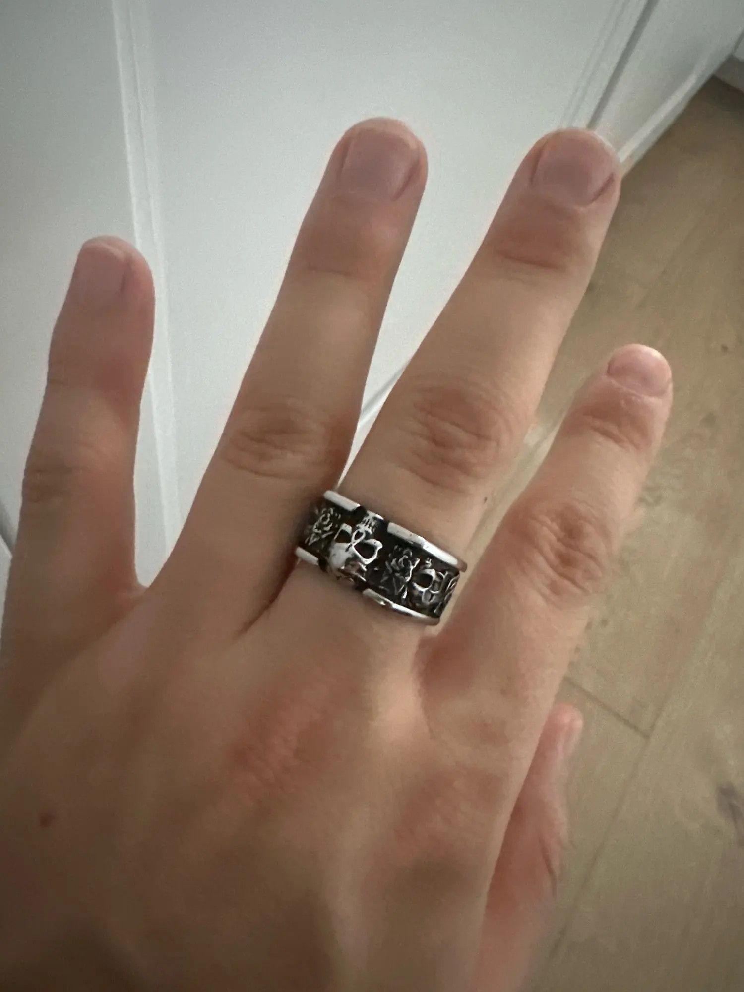 Vintage SIZE 10 316L Stainless Steel Vintage SKULL Punk Ring Size ONE SIZE - 4 Thumbnail