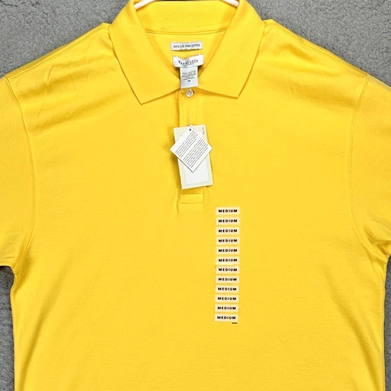 Van Heusen Van Heusen Mens Polo Shirt Medium Yellow U.S. Pima Cotton Rugby Casual Outdoor NEW Size US M / EU 48-50 / 2 - 2 Thumbnail