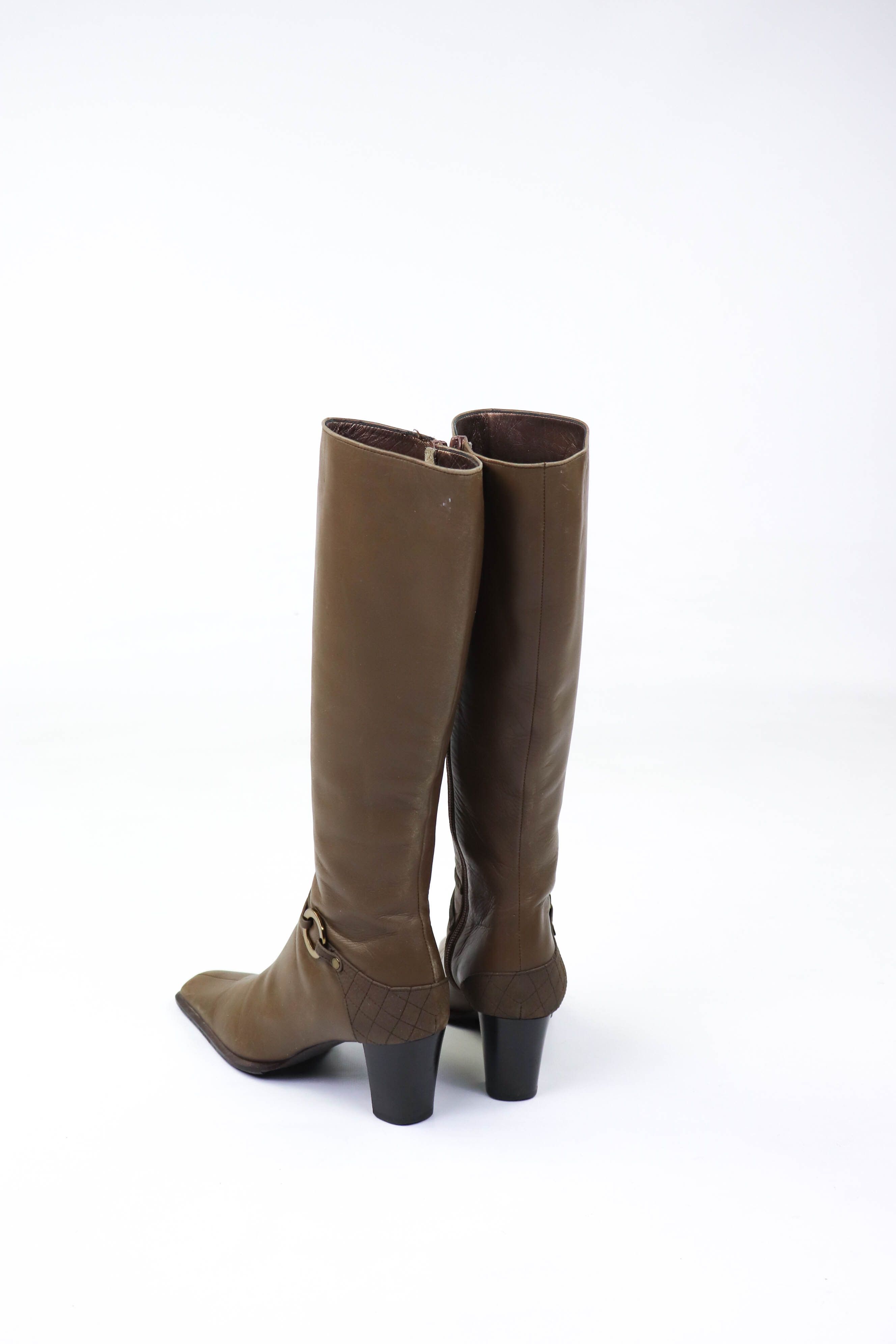 Japanese Brand Vintage iCB Made in Japan Tan Leather Pointed Toe Boots Size US 5 / IT 35 - 4 Thumbnail