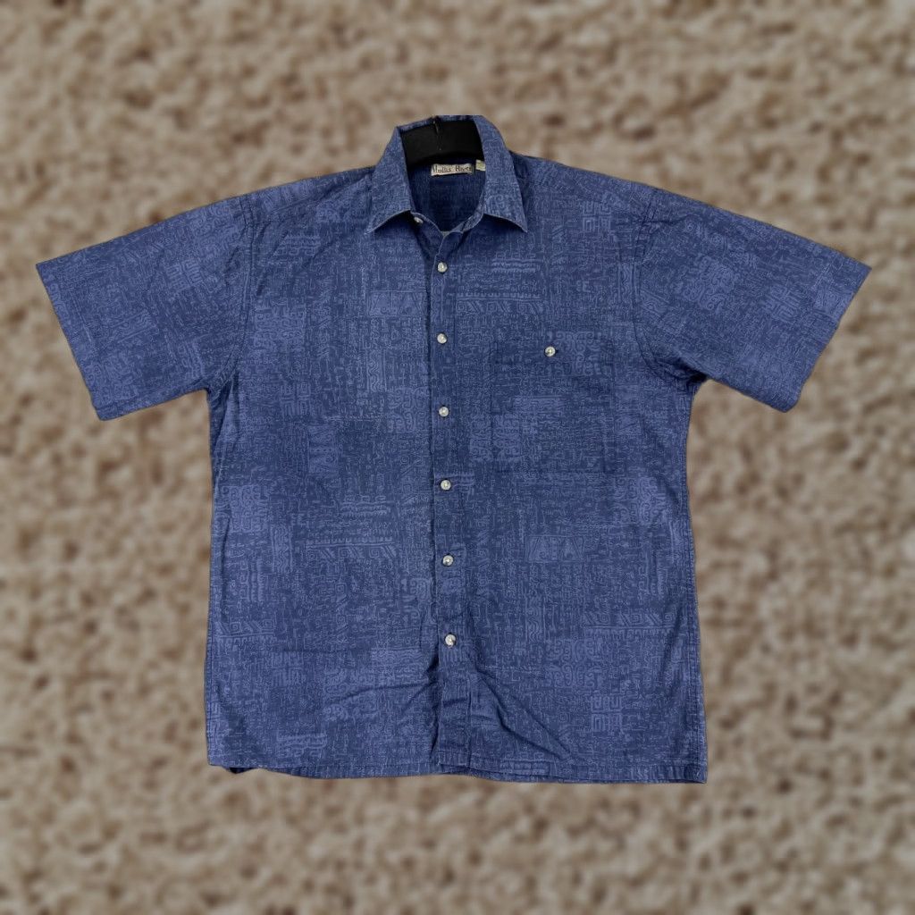 Vintage Hollis River Shirt Mens Medium Blue Tribal Hieroglyph Pattern Button Up Hawaiian Size US M / EU 48-50 / 2 - 1 Thumbnail