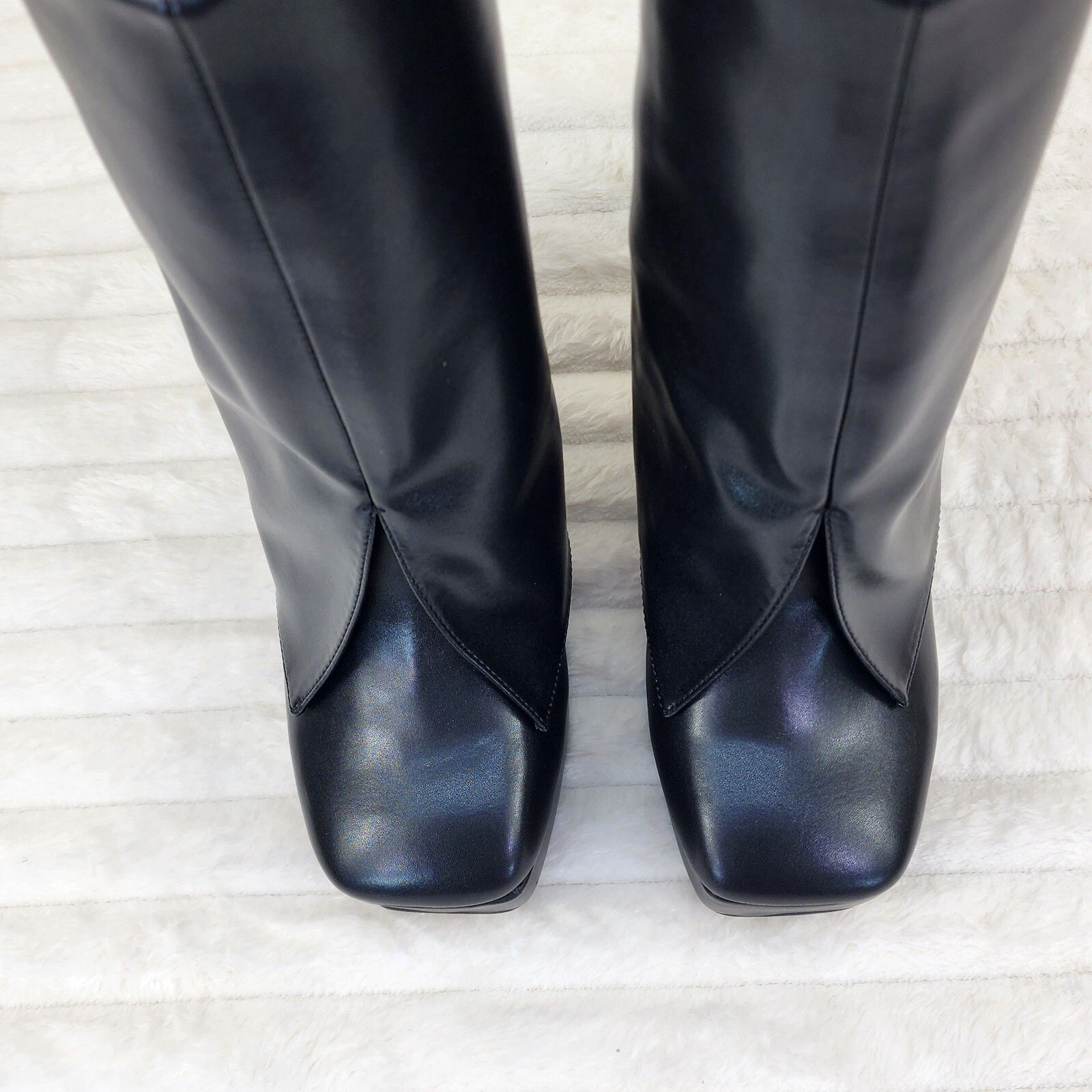Other Riches Black Skirted Fold Over Chunky Heel Pull On Platform Size US 6 / IT 36 - 4 Thumbnail