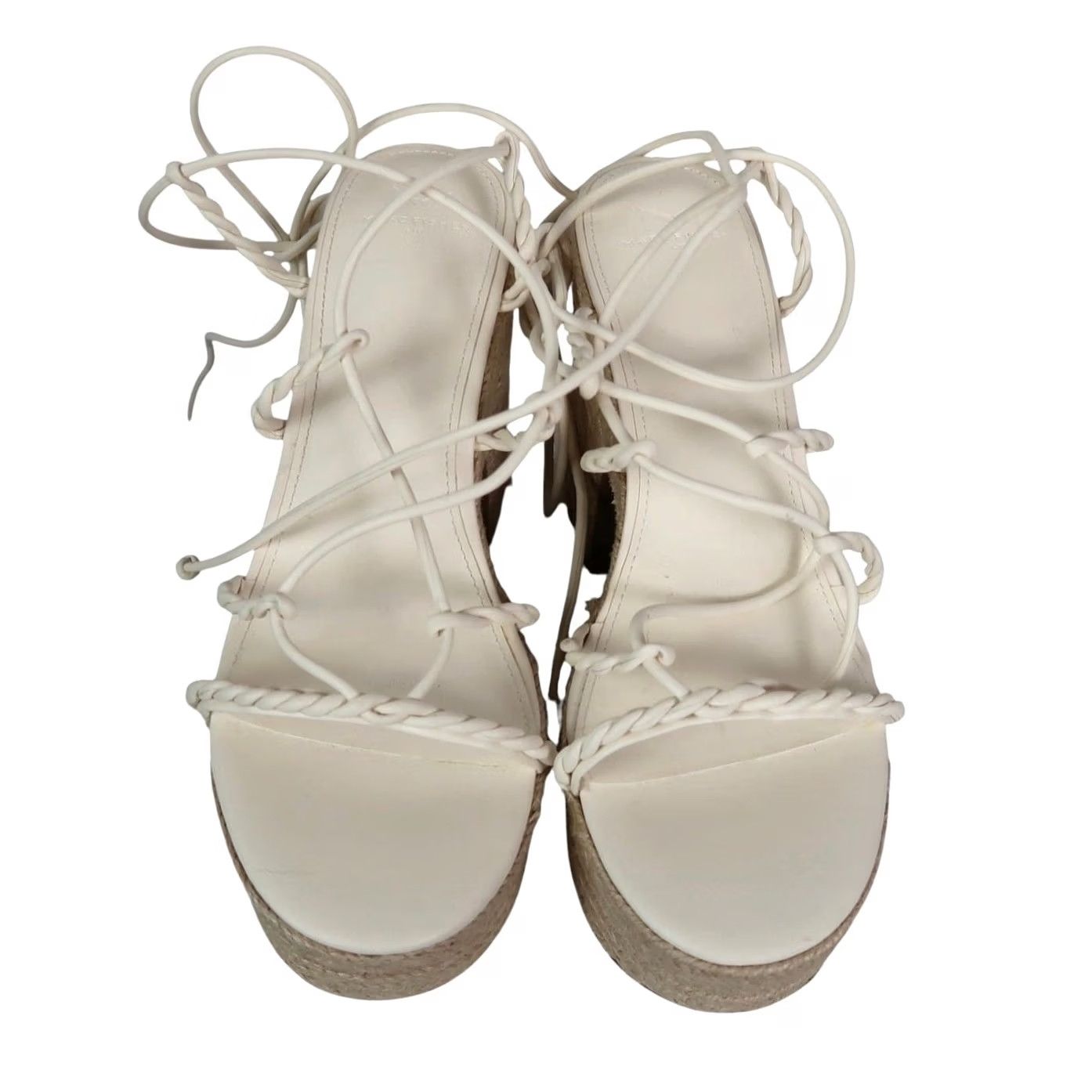 Marc Fisher Marc Fisher Oliver White Lace-Up Strappy Platform Heel Sandals Espadrilles 9 Size US 9 / IT 39 - 2 Thumbnail
