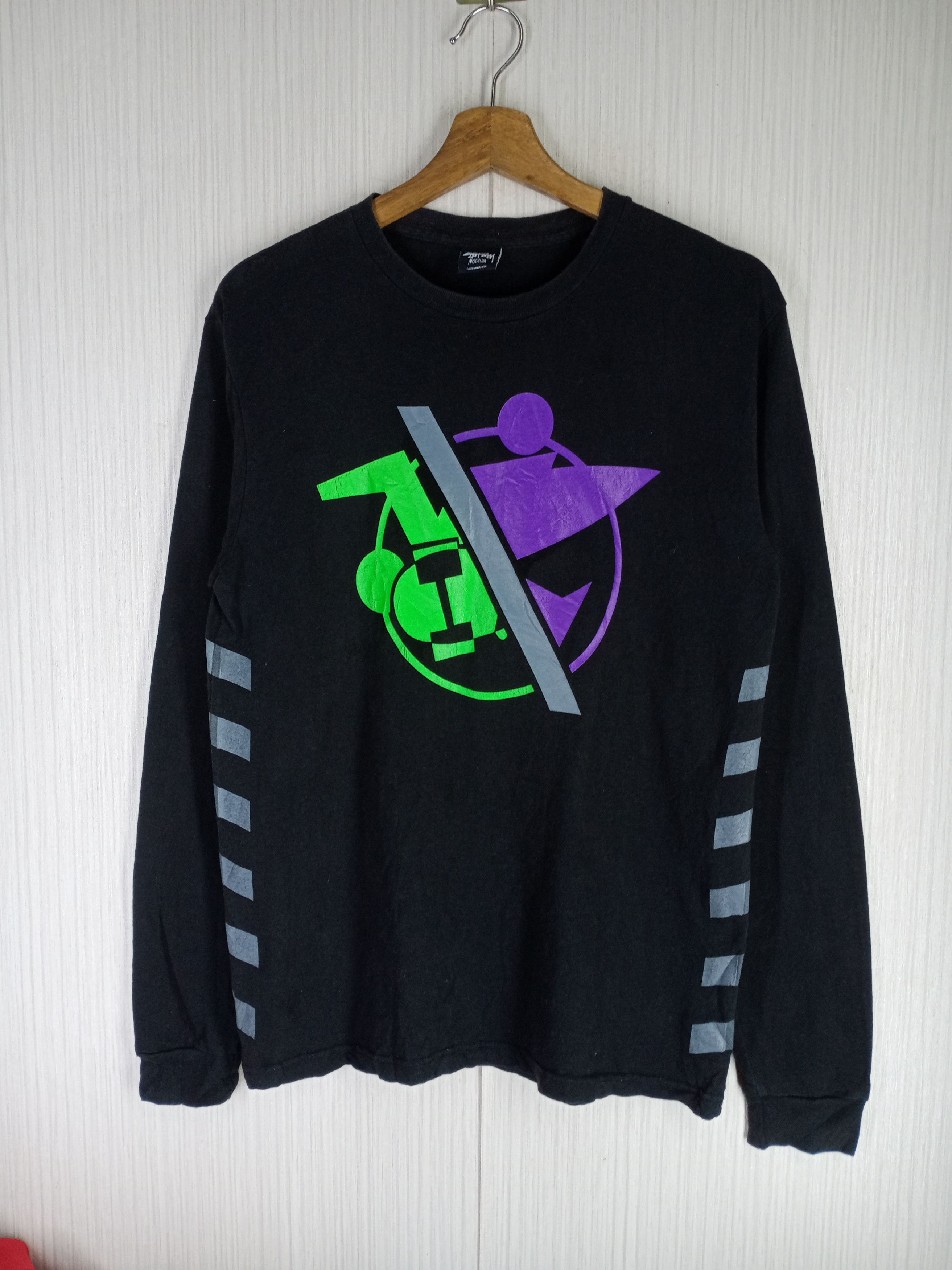 Stussy × Vintage Rare Vintage Stussy Split Logo Long Sleeve Tshirt Size US M / EU 48-50 / 2 - 2 Thumbnail