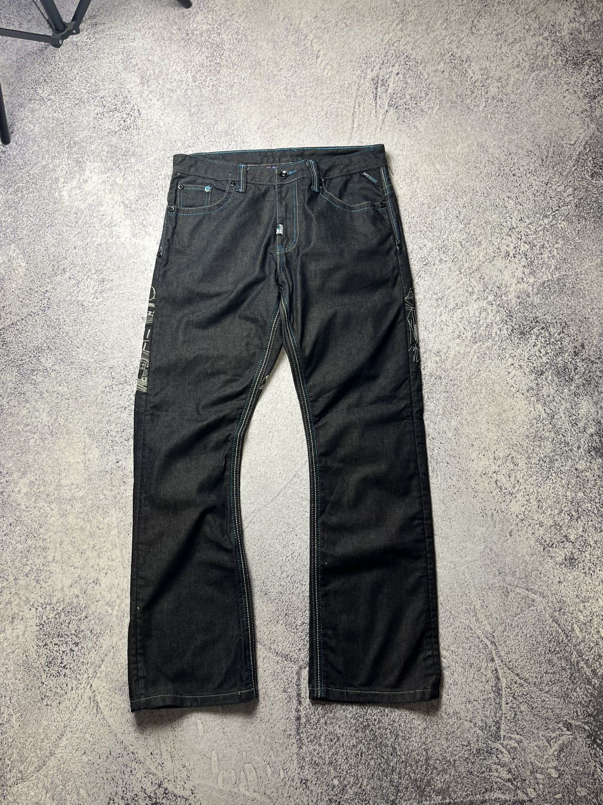 Japanese Brand 0Os VINTAGE Avant Garde Big logo Japanese Baggy Pants Y2K Size US 33 - 1 Thumbnail