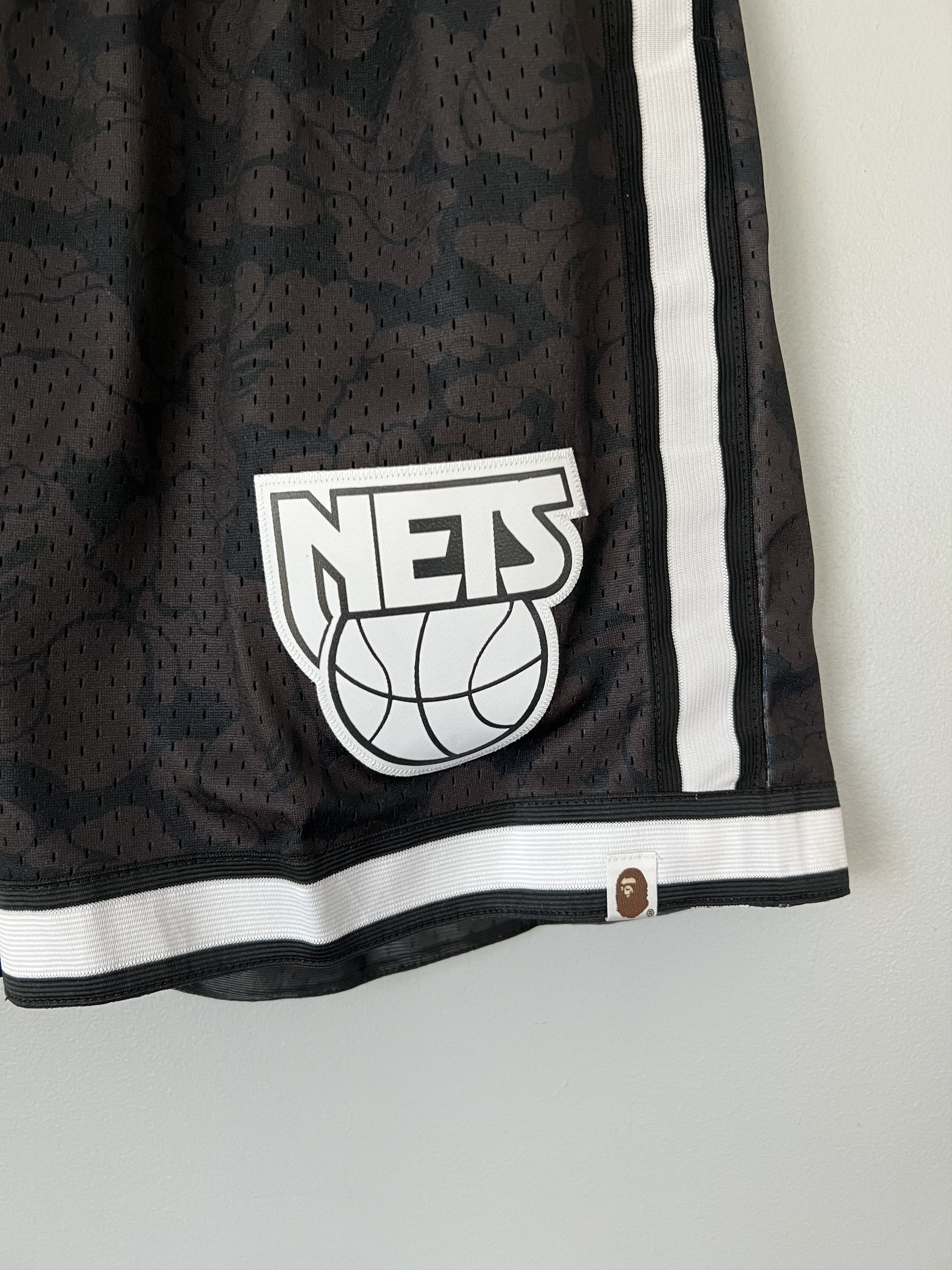 Bape × Mitchell & Ness Bape Mitchell & Ness New Jersey Nets Shorts in Black Size US 34 / EU 50 - 3 Thumbnail