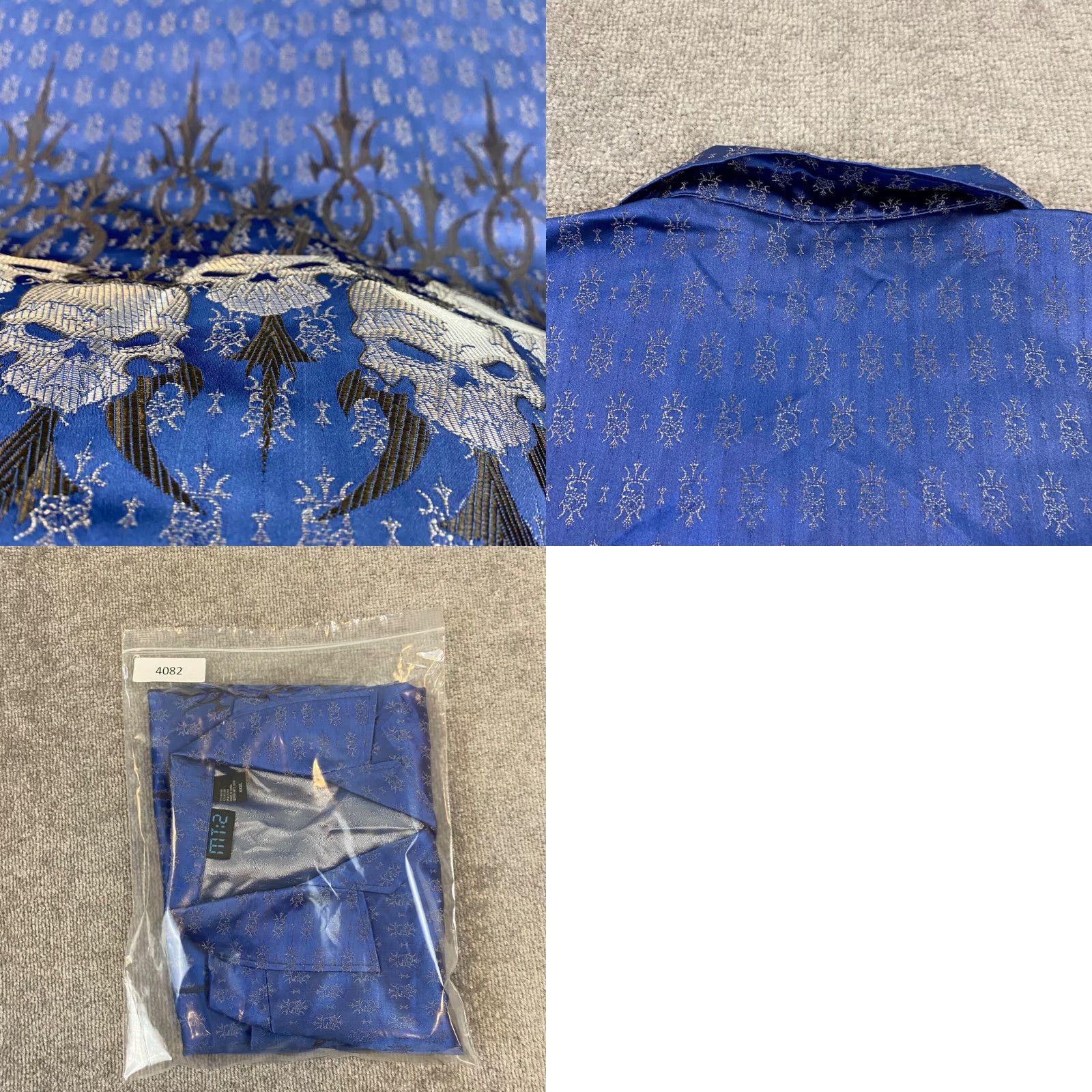 Vintage VINTAGE MT:2 Shirt Mens 3XL Blue All Over Skull Print Grunge Shiny Sword Button Up Y2K Size US M / EU 48-50 / 2 - 8 Thumbnail